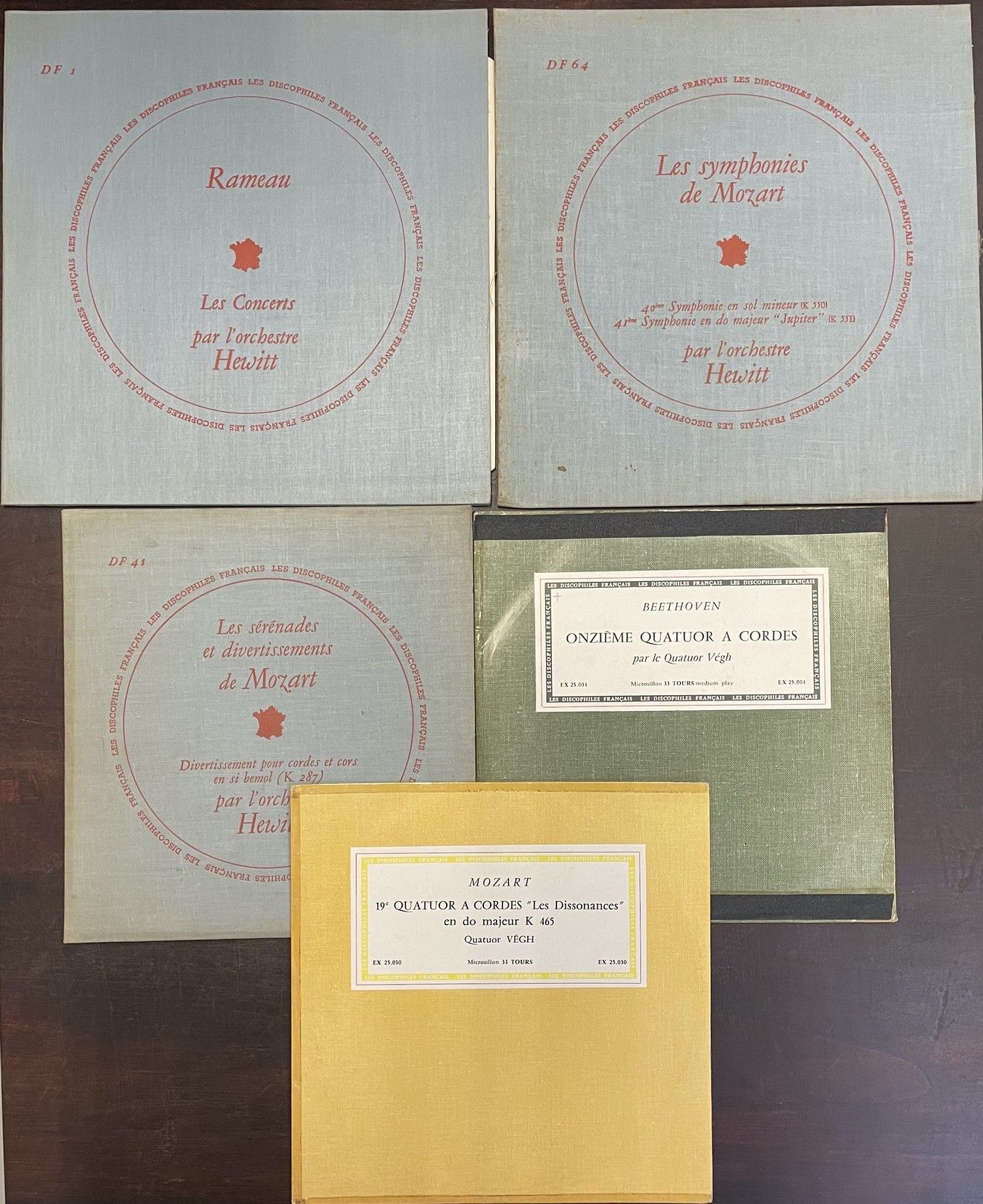 Label Les discophiles français Cinq disques 25 cm/33T - Orchestre Hewitt/Quatuor&hellip;