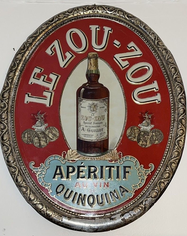 Null 
珐琅彩、平版印刷和压印的椭圆盘 "Le Zou zou - Apéritif au Vin de Quinquina"，Revon & Paul K&hellip;