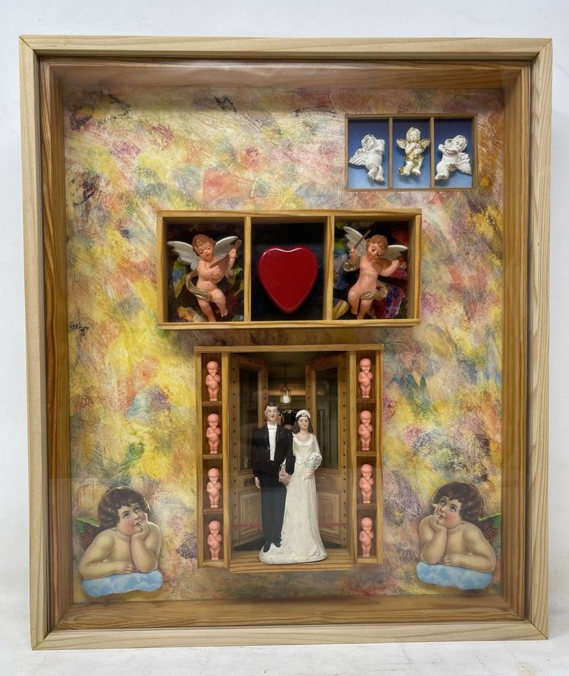 Null VERTE的两件作品，包括现代学校。

- 新娘和新郎》，玻璃下，40 x 34厘米

- 新郎新娘和天使》，玻璃下，37 x 32.5厘米