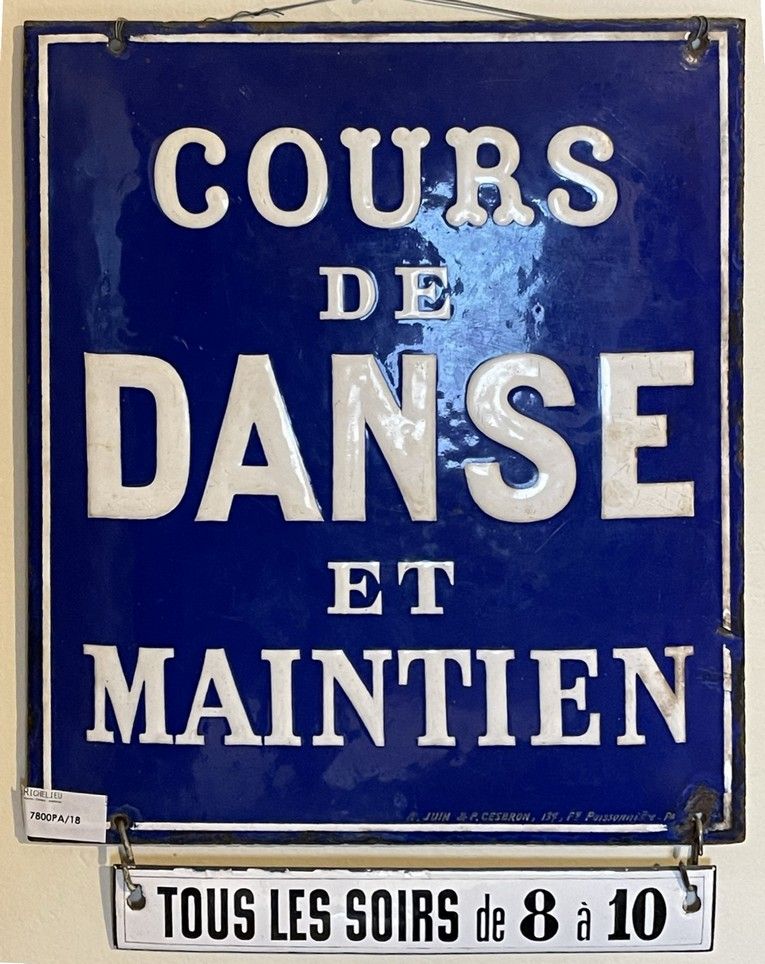 Null Dos placas esmaltadas "Cours de danse et de maintien" y "Tous les soirs de &hellip;