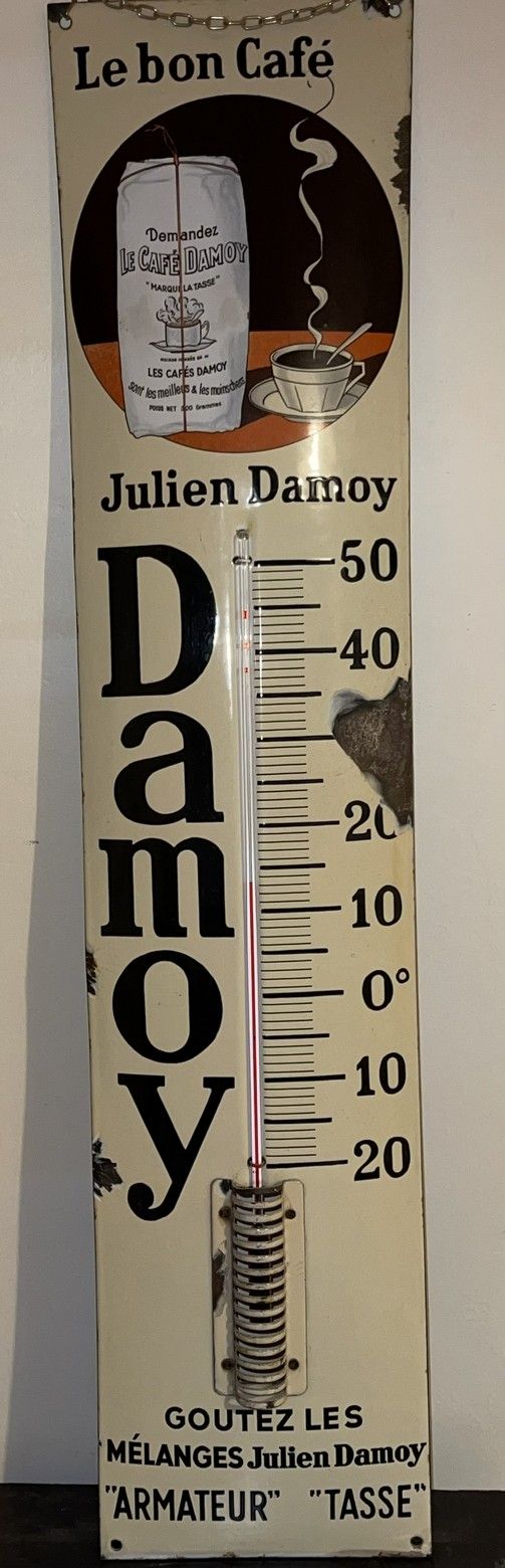 Null Werbethermometer aus gewölbtem emailliertem Blech "Julien Damoy - le bon ca&hellip;