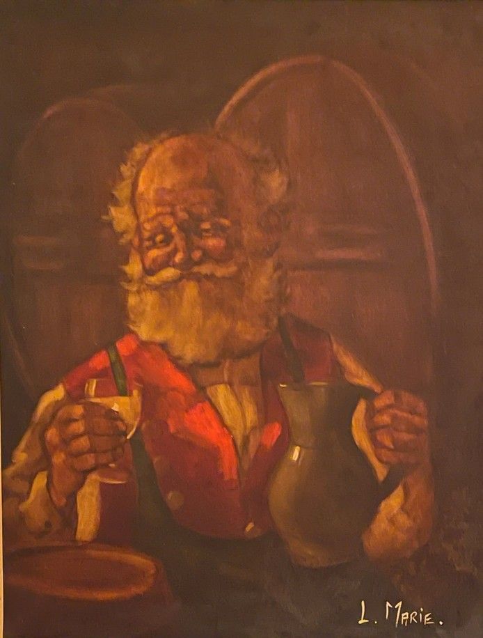 Null L. MARIE - 现代学校

"喝酒的人"。

布面油画，已签名

66 x 50厘米（修复，衬里）。