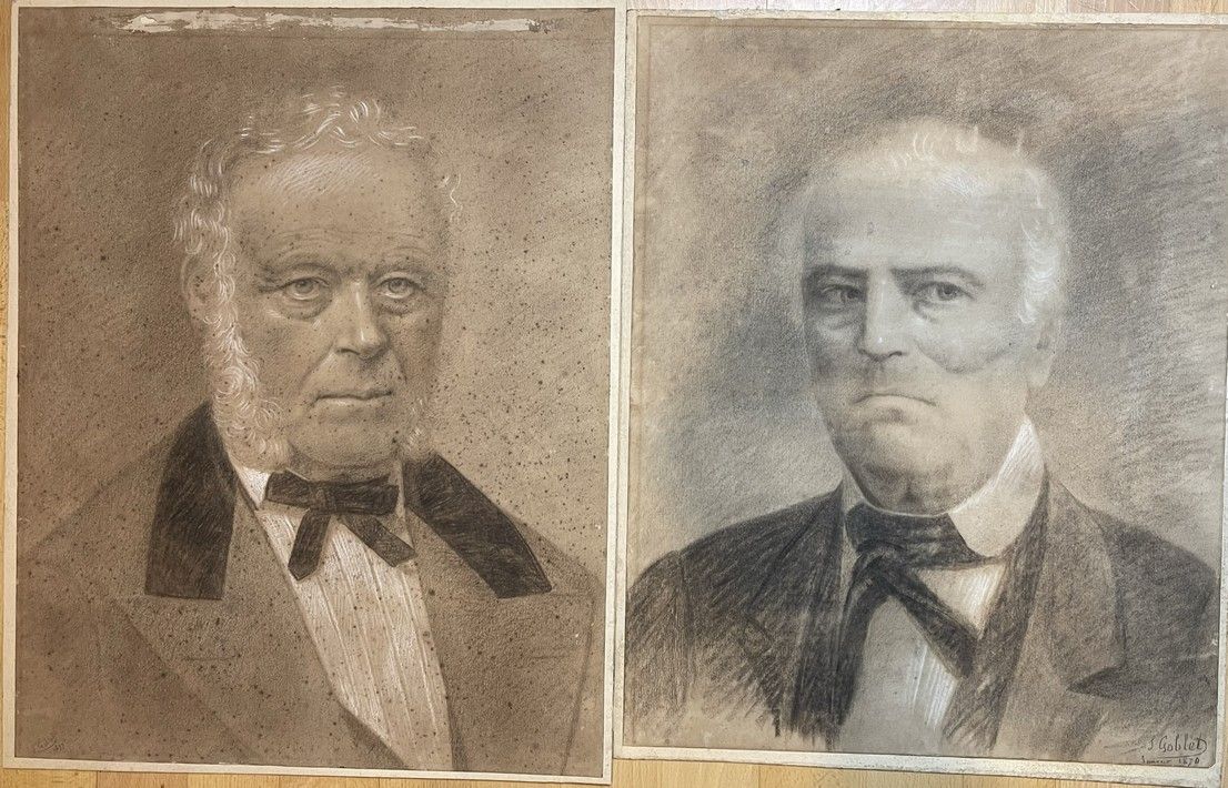 Null 
现代学校

"一个人的画像"。

两幅炭笔和水粉画，署名Gobelet，其中一幅是1877年，另一幅是1870年

51 x 41厘米（有皱纹，条件&hellip;