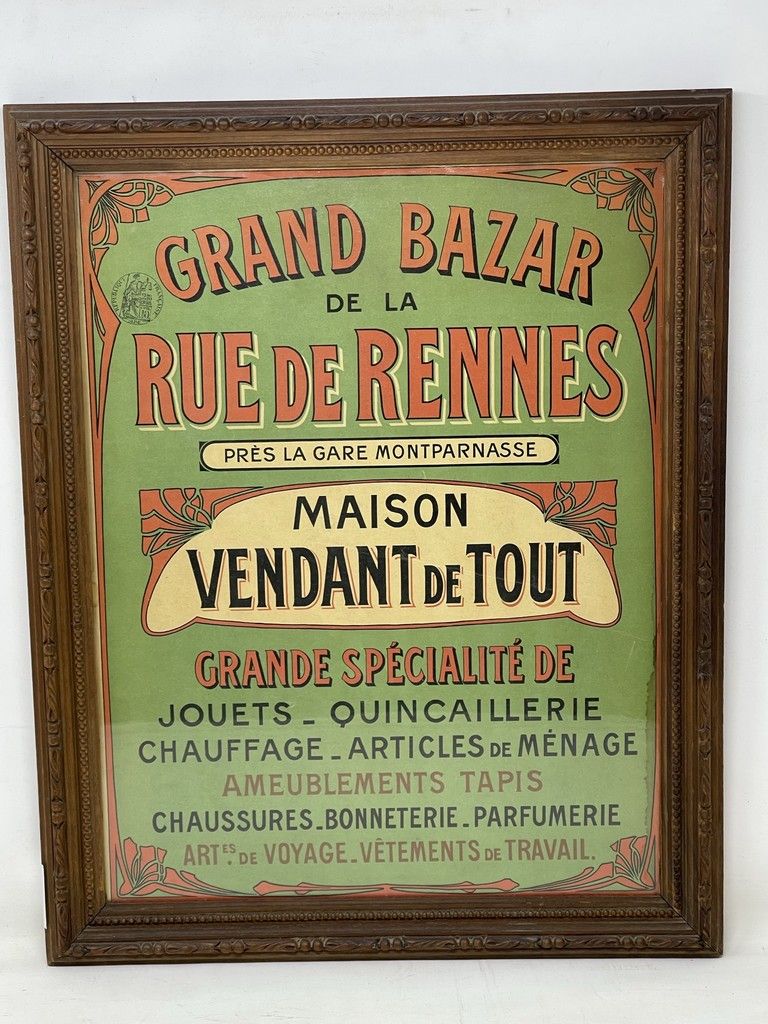 Null 
海报 "雷恩街的大市场"。

20世纪初

视线：42,5 x 32厘米（在玻璃下装裱）。

附有 "Au Bon Marché "小纸盒，12.5&hellip;