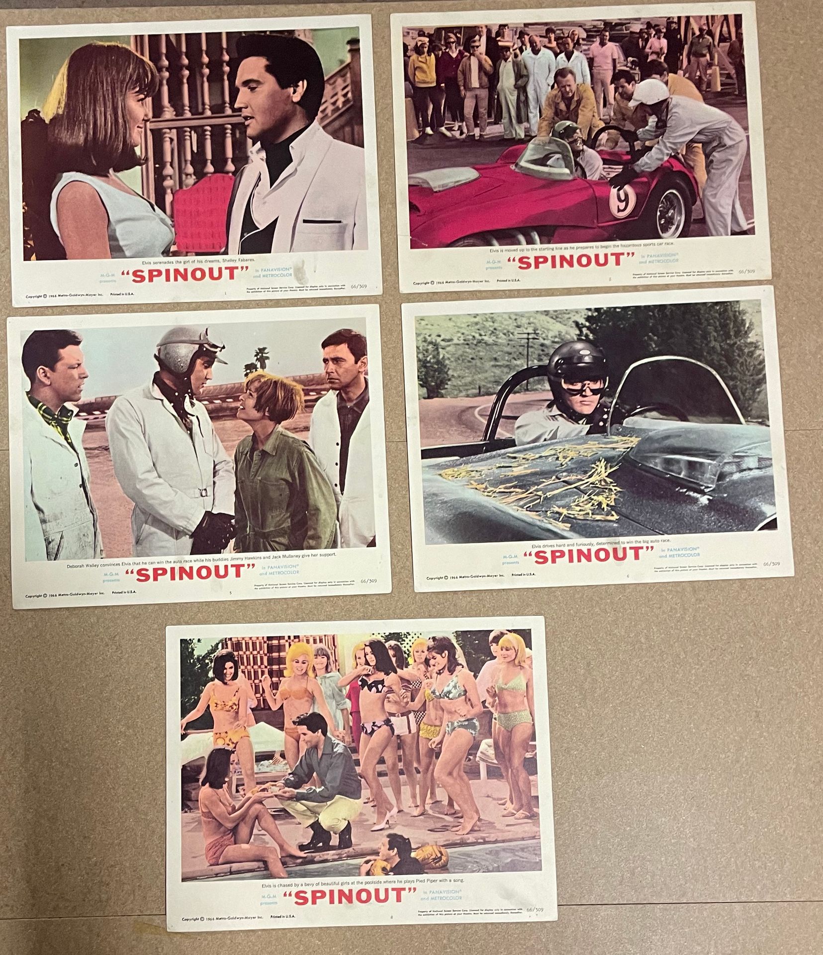 五张 "Spinout "的宣传照片，1966年，美国 
VG+