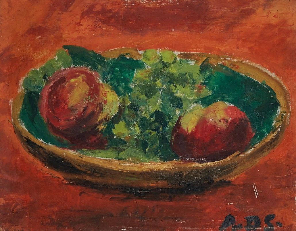 ANDRÉ DUNOYER DE SEGONZAC 安德烈-阿尔伯特-玛丽-杜诺耶-德-塞贡扎克(1884-1974)

桃子和葡萄

镶板油画，右下角有图案，&hellip;