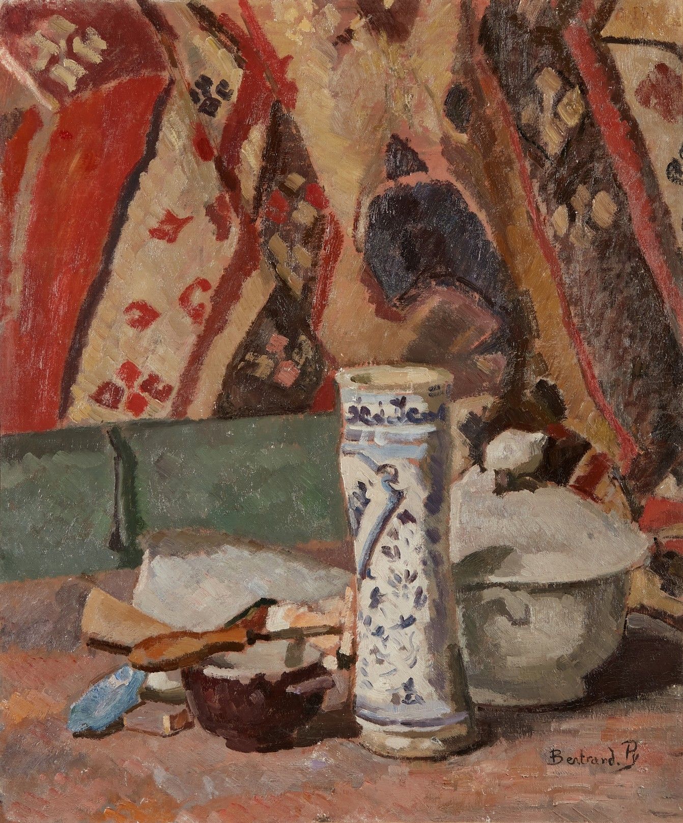 Bertrand py 伯特兰-PY（1895-1973年）

阿尔巴雷洛和陶器汤杯

布面油画，右下角有签名

65 x 54 cm
