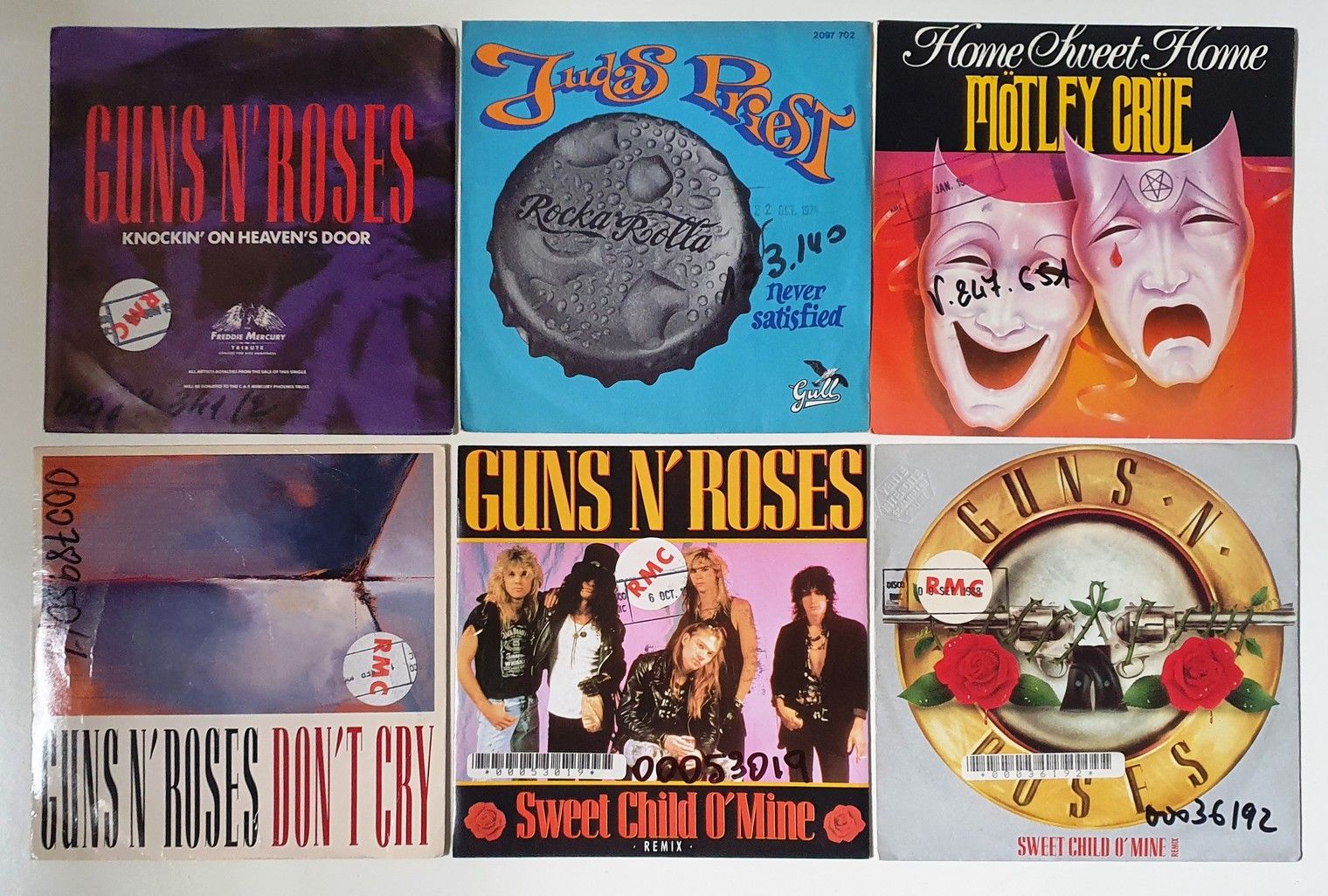 Hard Rock Six disques 45T - Hard Rock (Judas Priest, Mötley Crue, Gun's N' Roses&hellip;