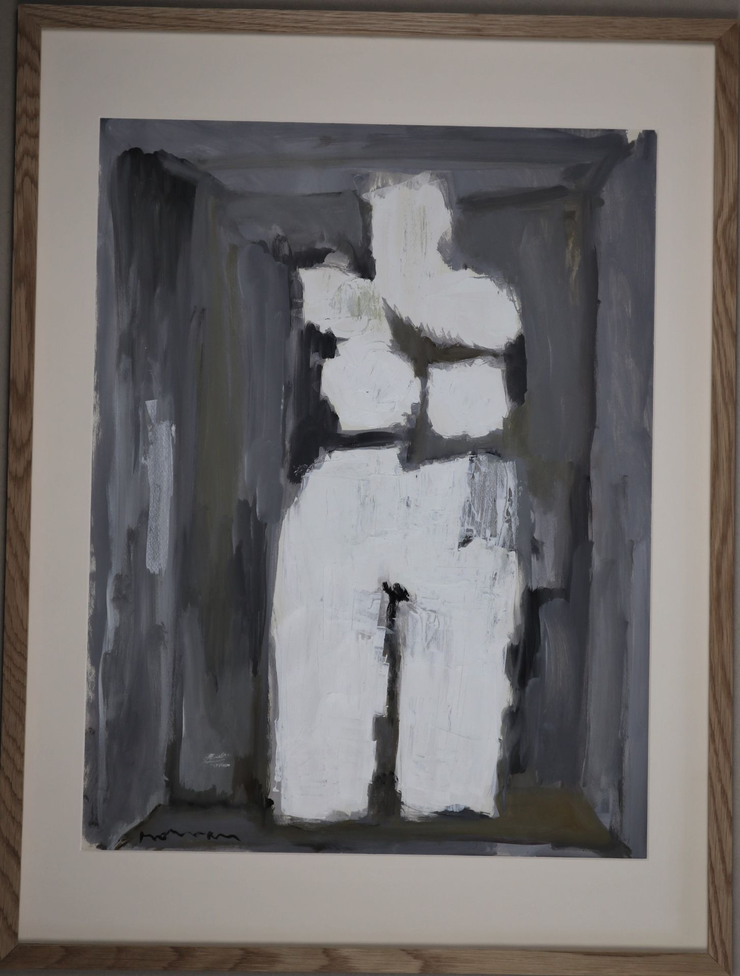 Null Jean-Jacques MORVAN (1928-2005): "Torso blanco", gouache y acrílico, sbg, e&hellip;