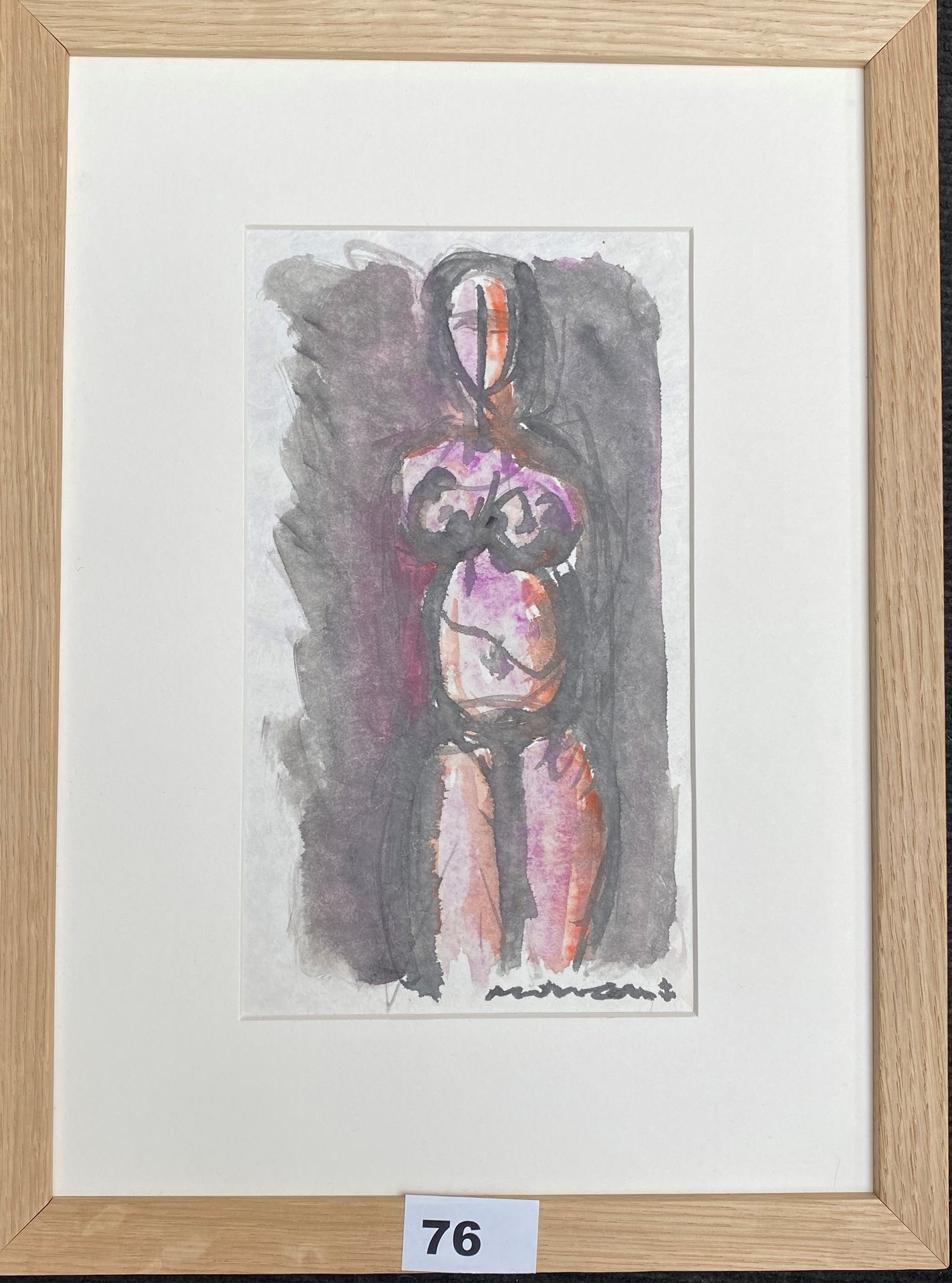 Null 让-雅克-莫凡（1928-2005）："裸体"，日本纸上水彩墨迹，有锚，木框。