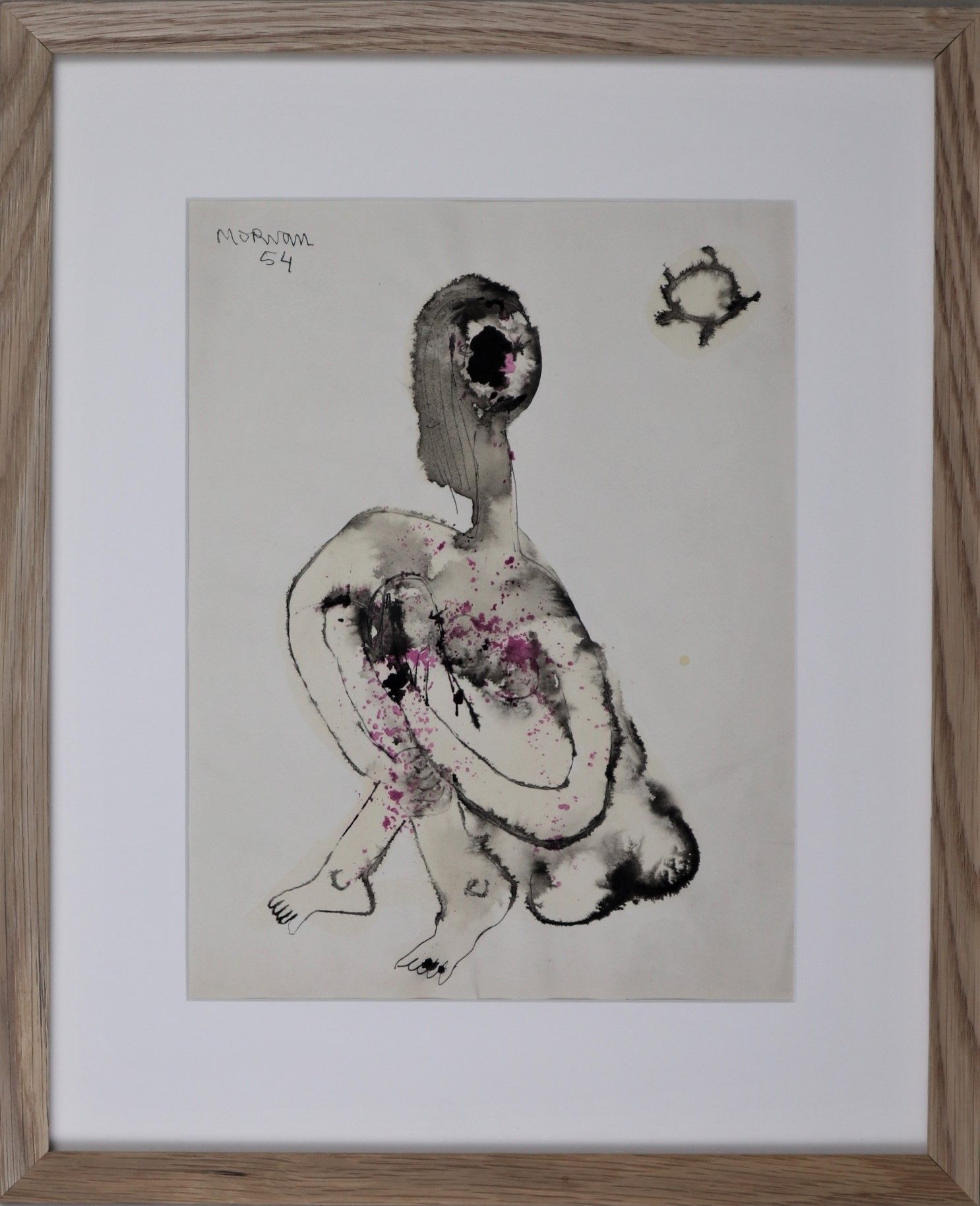 Null Jean-Jacques MORVAN (1928-2005): 《裸体》，纸上墨水，54年，木框。32x24.5厘米。