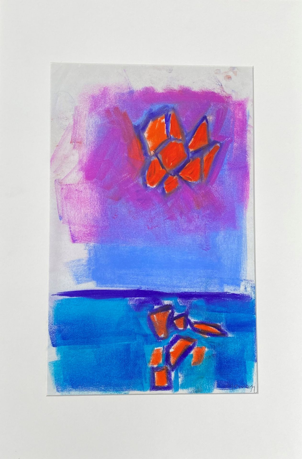 Null Jean-Jacques MORVAN (1928-2005) : « Abstraction », pastel sec sur papier, s&hellip;