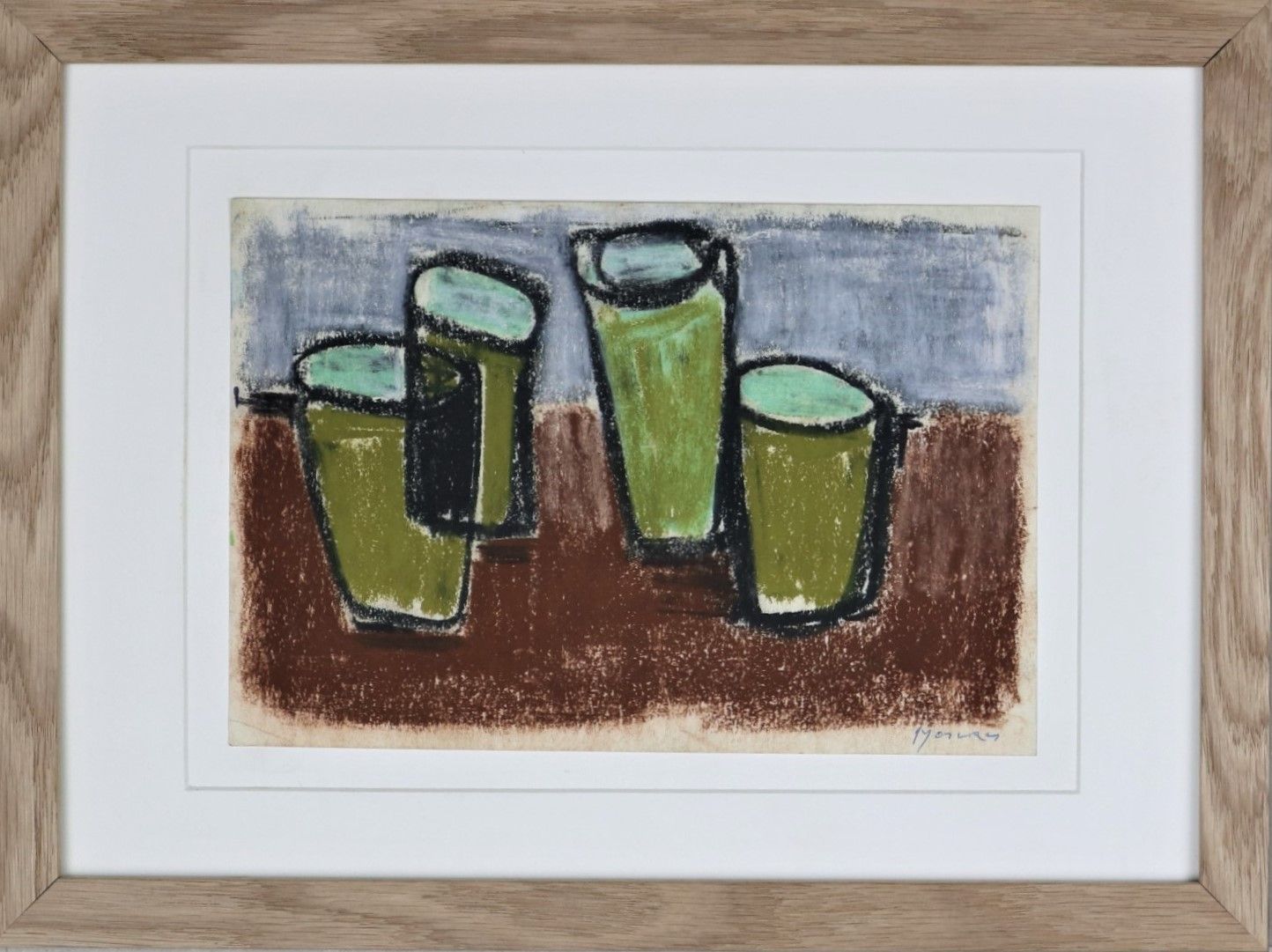 Null Jean-Jacques MORVAN (1928-2005): "Still life with cups", dry pastel on pape&hellip;