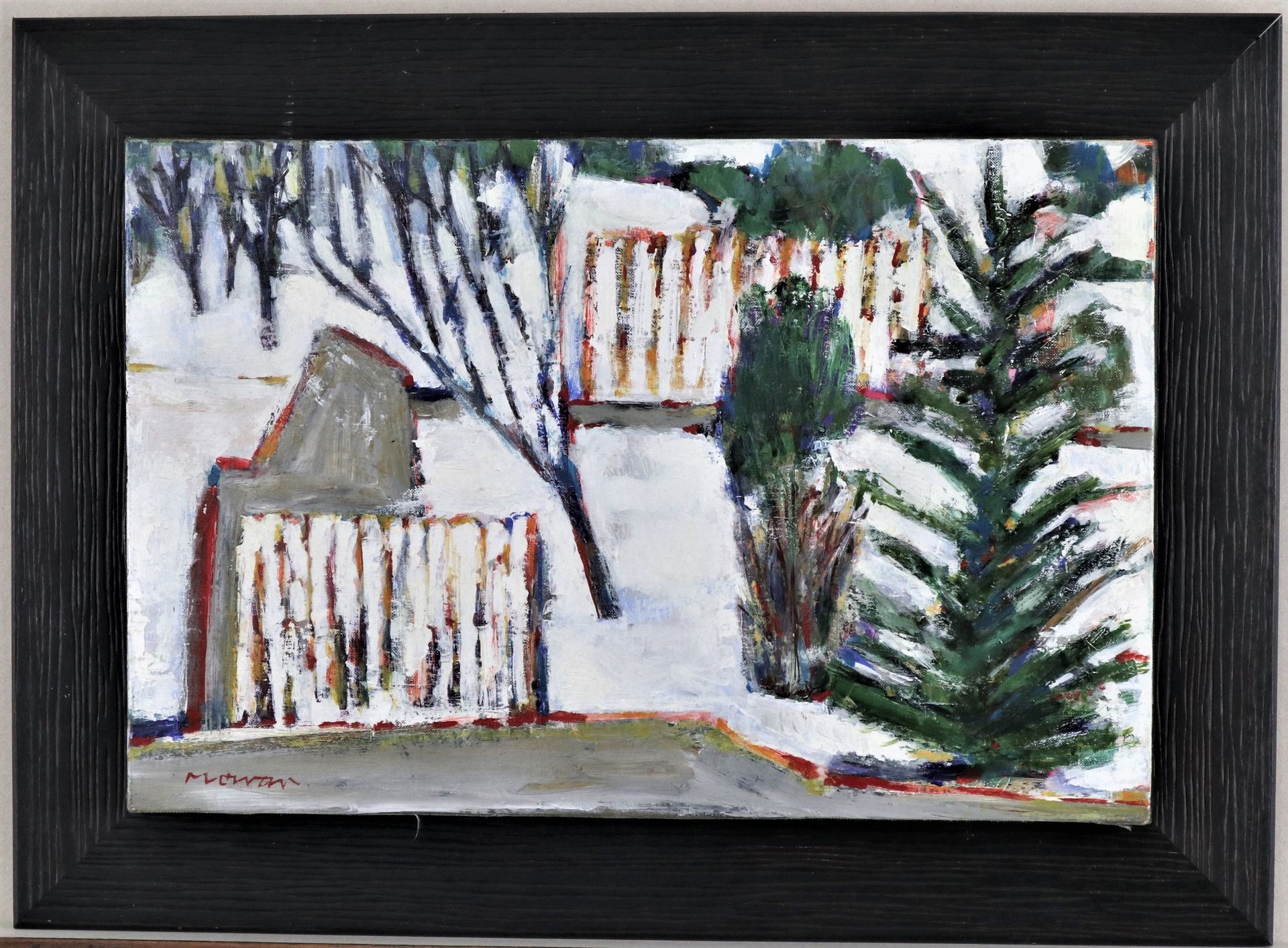 Null Jean-Jacques MORVAN (1928-2005): "il giardino sotto la neve", olio su tela &hellip;