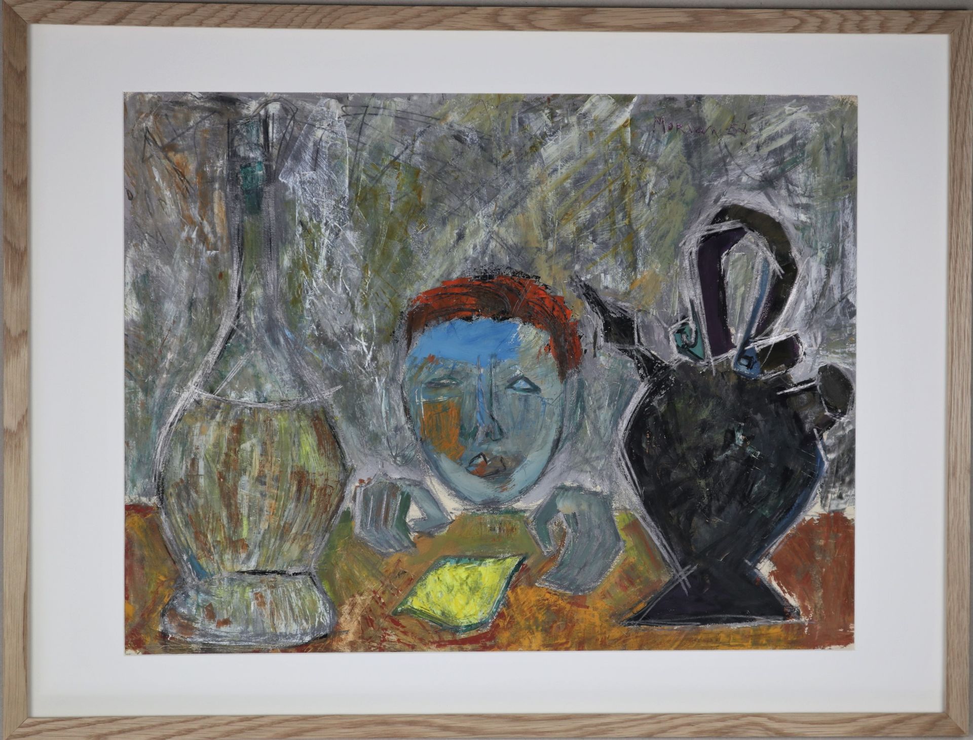 Null Jean-Jacques MORVAN (1928-2005) : " Still life Child with lemon ", mixed te&hellip;