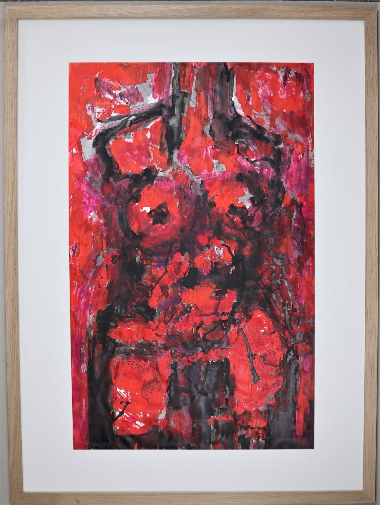 Null Jean-Jacques MORVAN (1928-2005): "Torso en rojo", tinta y gouache sobre pap&hellip;