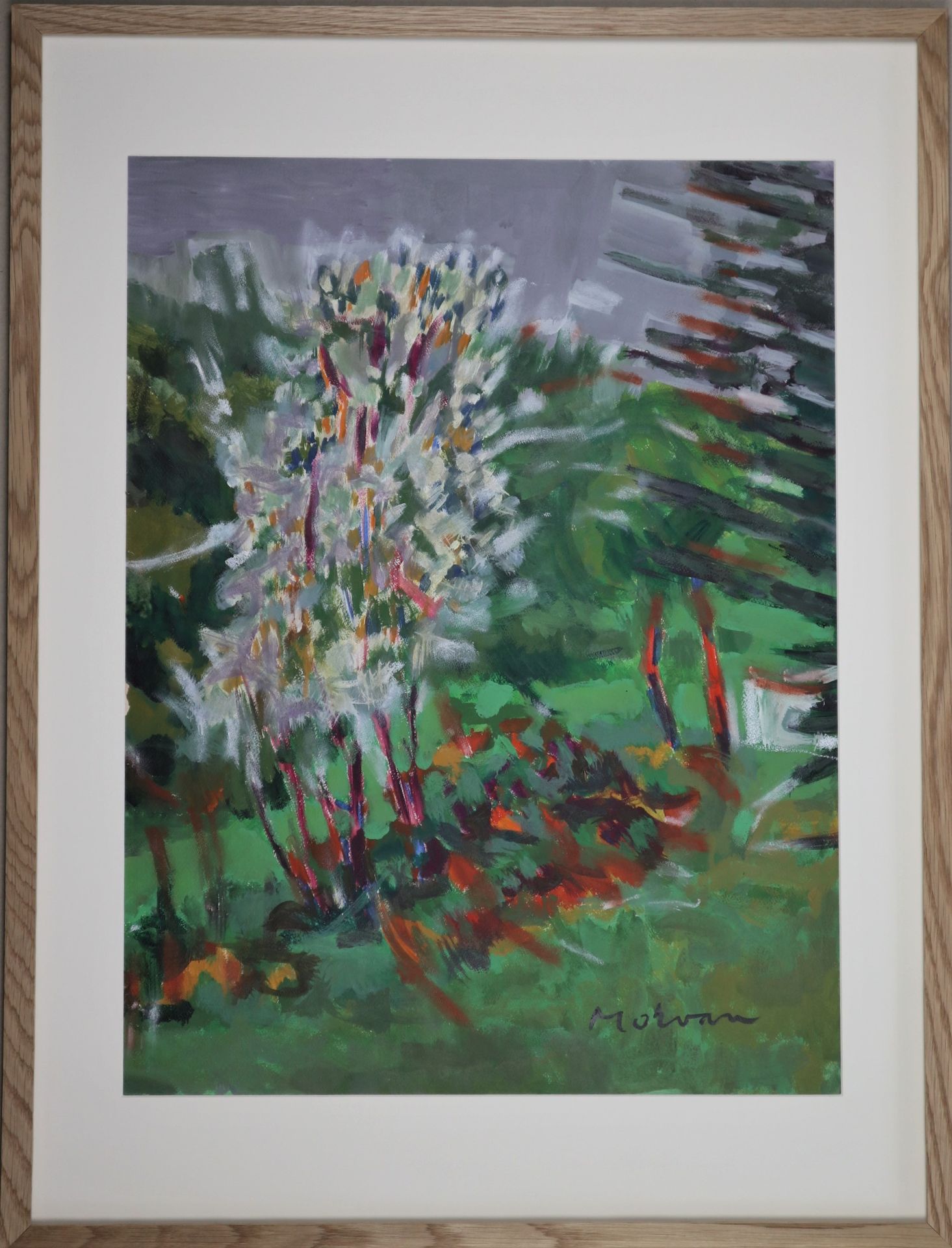 Null Jean-Jacques MORVAN (1928-2005): "The Grove", 纸上丙烯，木框，64x50厘米。
