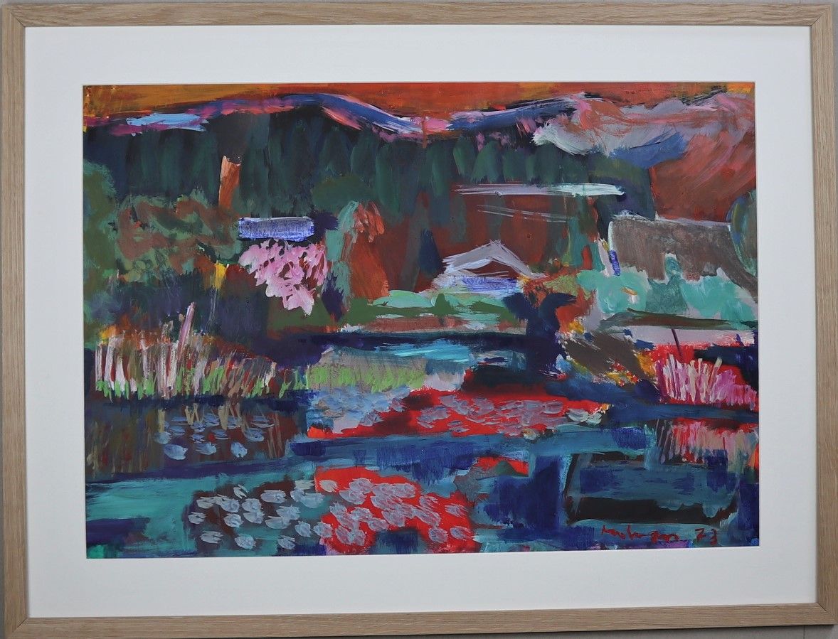 Null Jean-Jacques MORVAN (1928-2005): "L'Etang", acrylic on paper, sbd and dated&hellip;