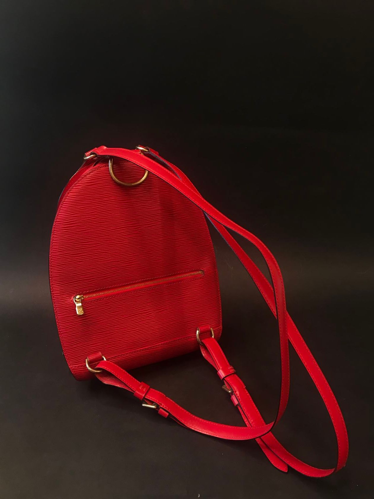 Null LOUIS VUITTON: "Mabillon" model backpack in red epi leather, zipped patch p&hellip;