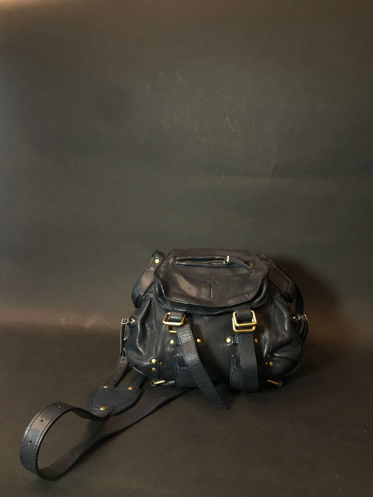 Null JEROME DREYFUSS: Shoulder bag model "Twee" in soft navy blue studded leathe&hellip;