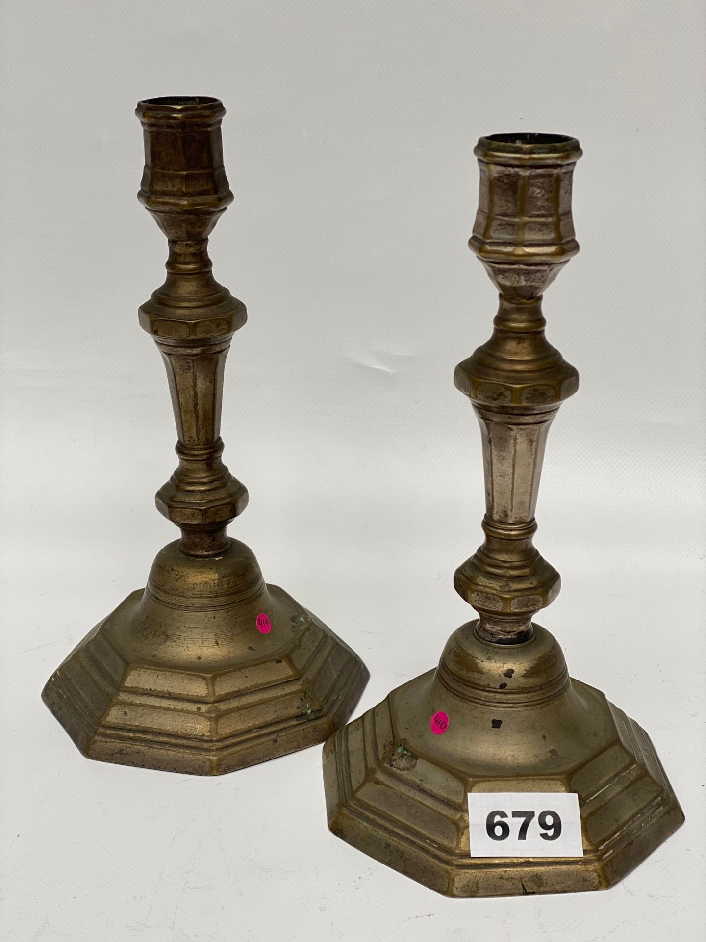 Null Pair of silver plated bronze FLAMBEAUX resting on pedestals. Eighteenth cen&hellip;