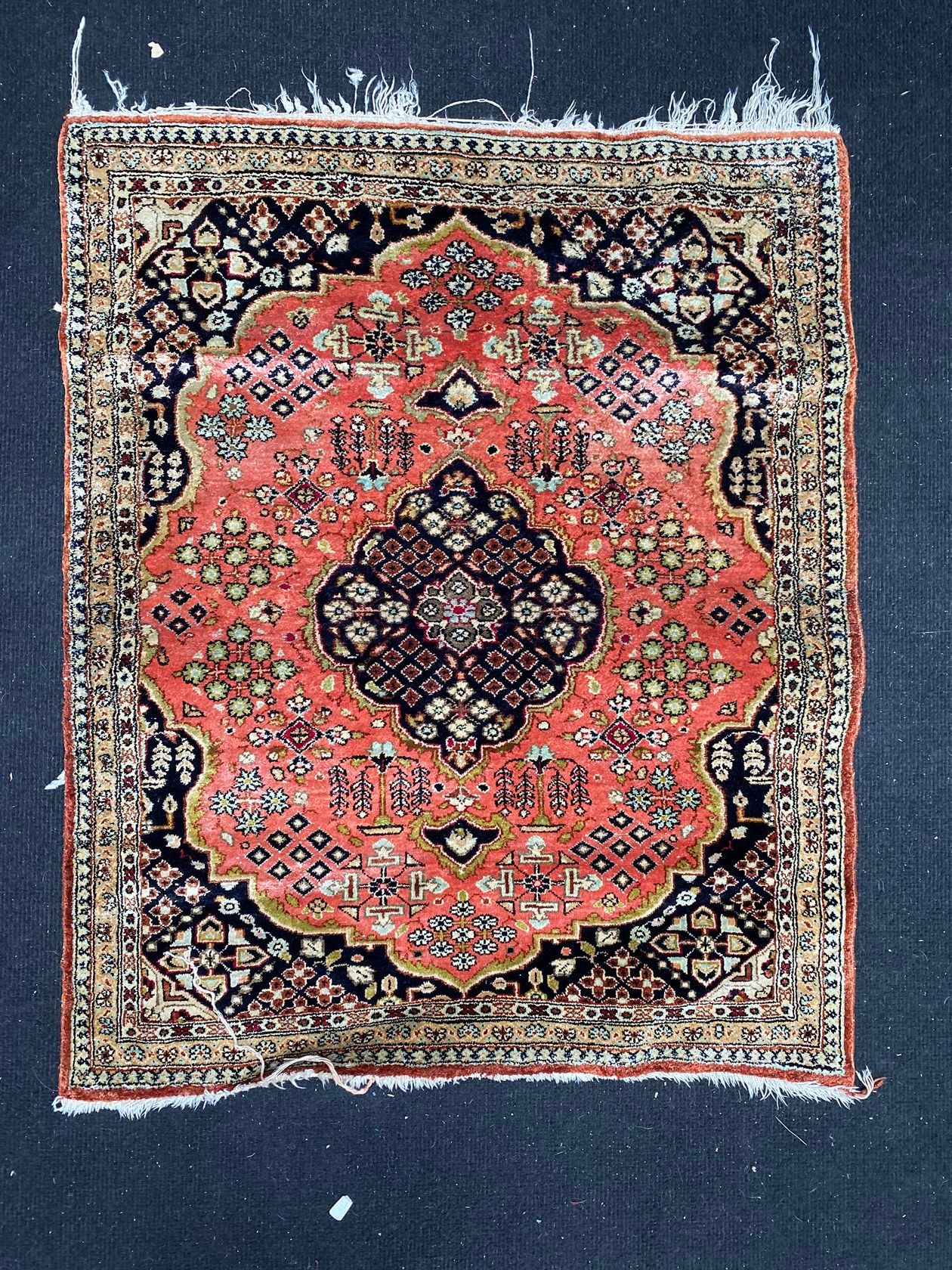 Null Ghoum silk carpet (cotton warp and weft, silk pile). Central Persia, circa &hellip;