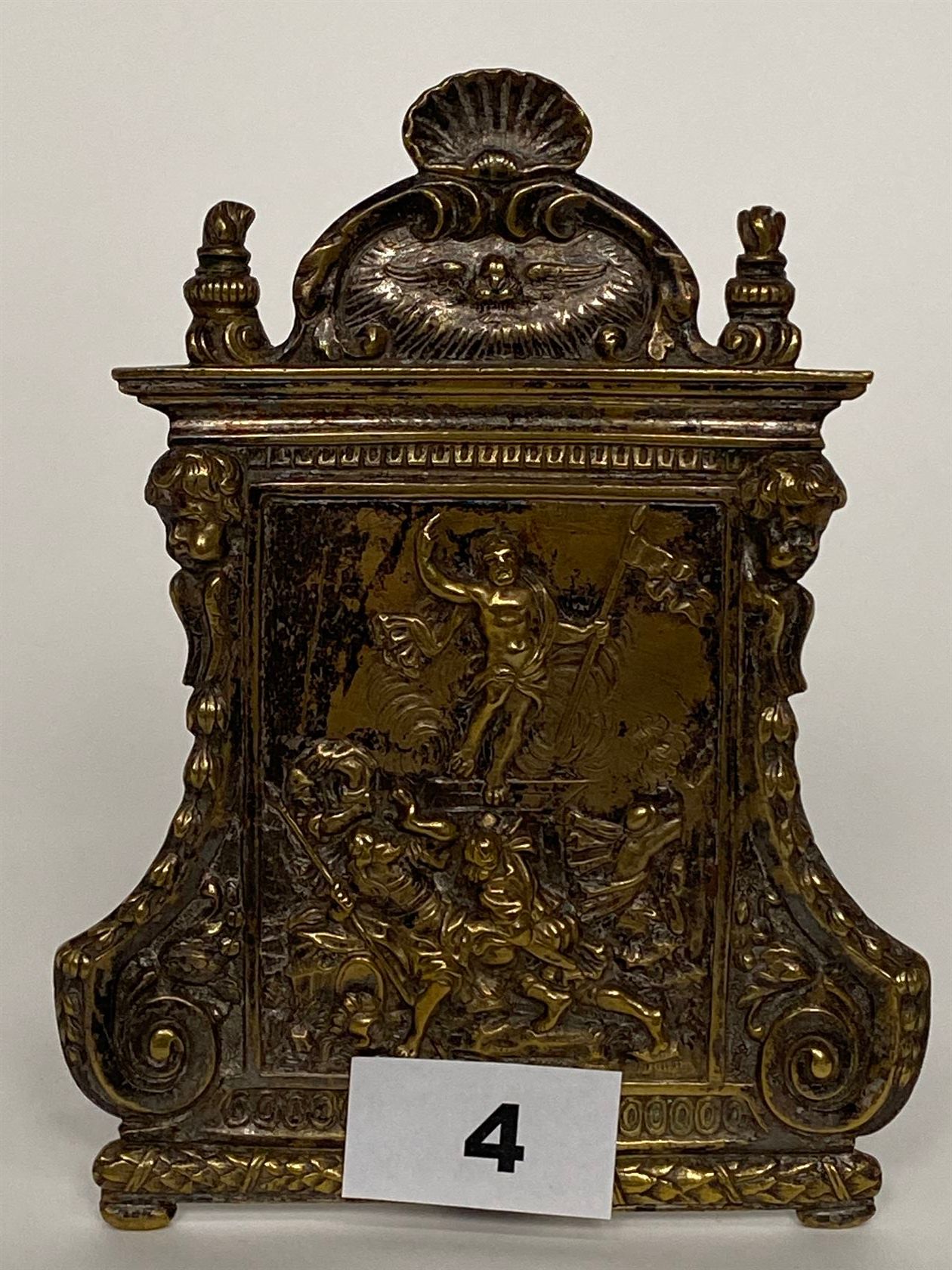 Null PEACEFUL BAISER in brass decorated with the resurrection of Christ surround&hellip;