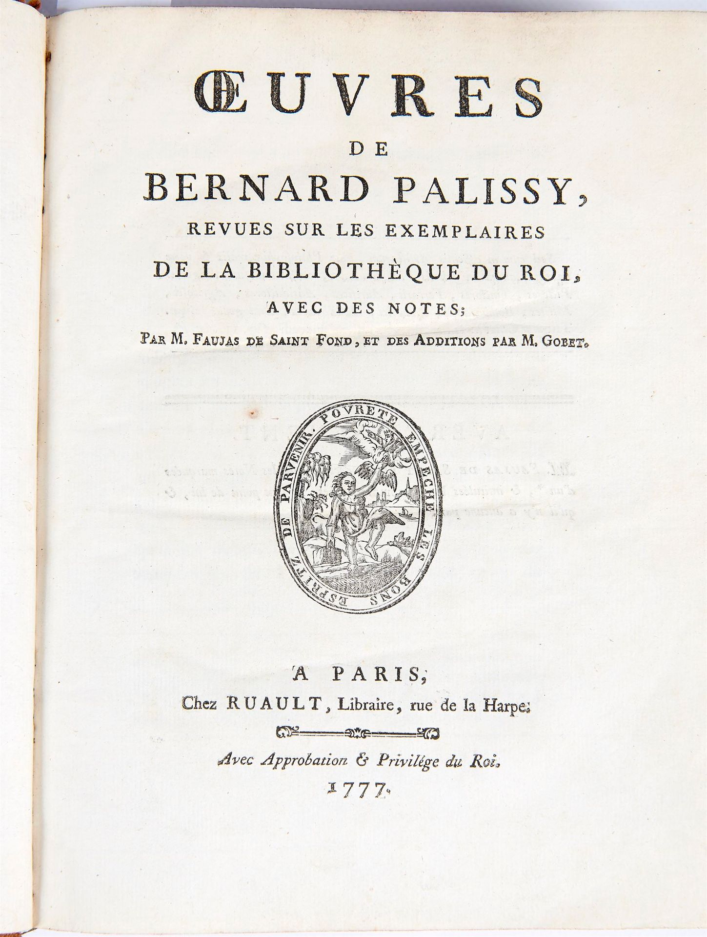 Null PALISSY (Bernard) - Œuvres - Paris, Ruault, 1777 - 1 volume In-4° - 1a ediz&hellip;