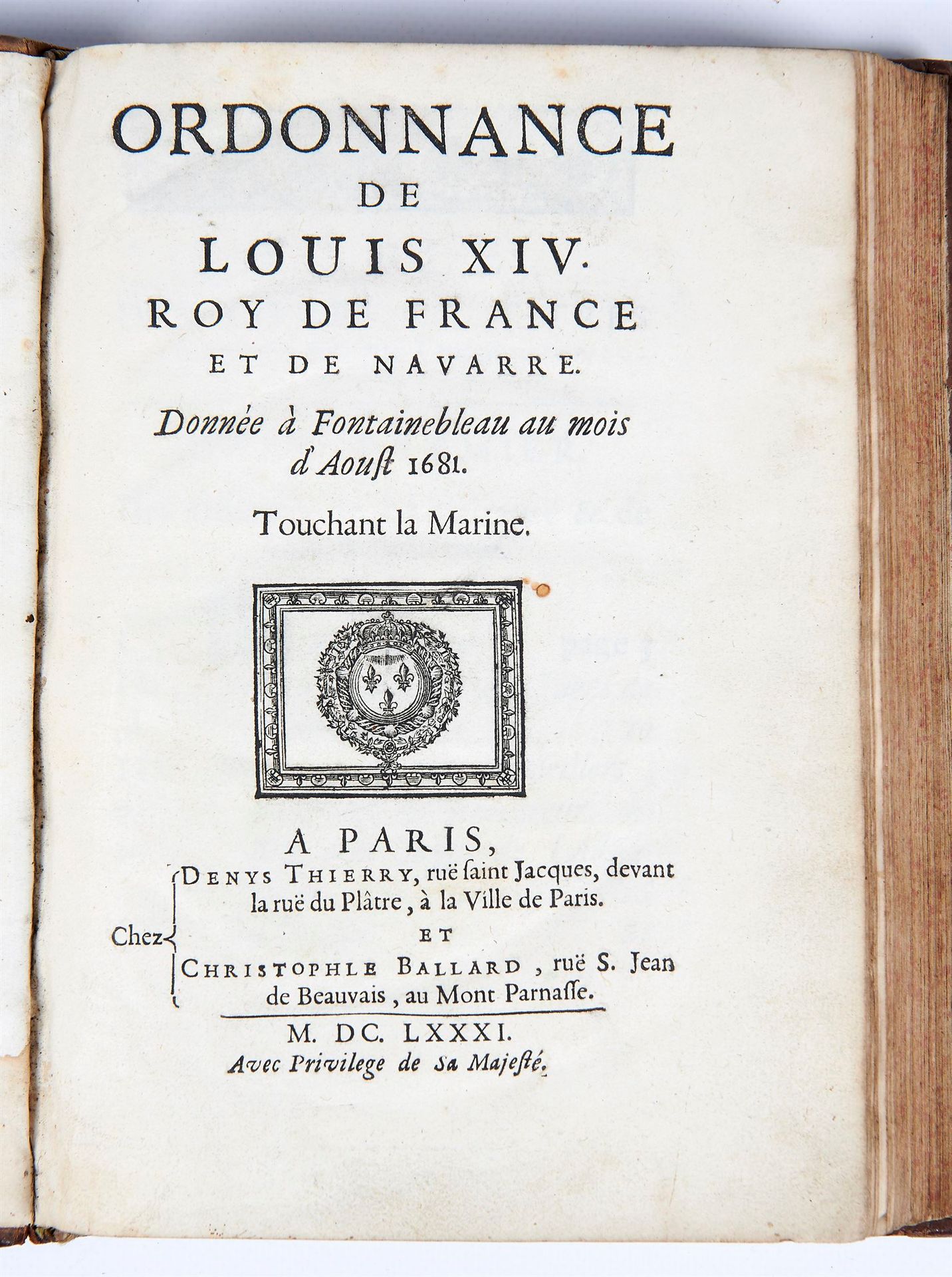 Null [海军] - 路易十四的法令。法国和纳瓦拉的国王。1681年奥斯特月赠于枫丹白露。Touchant la Marine - Paris ; Denys&hellip;
