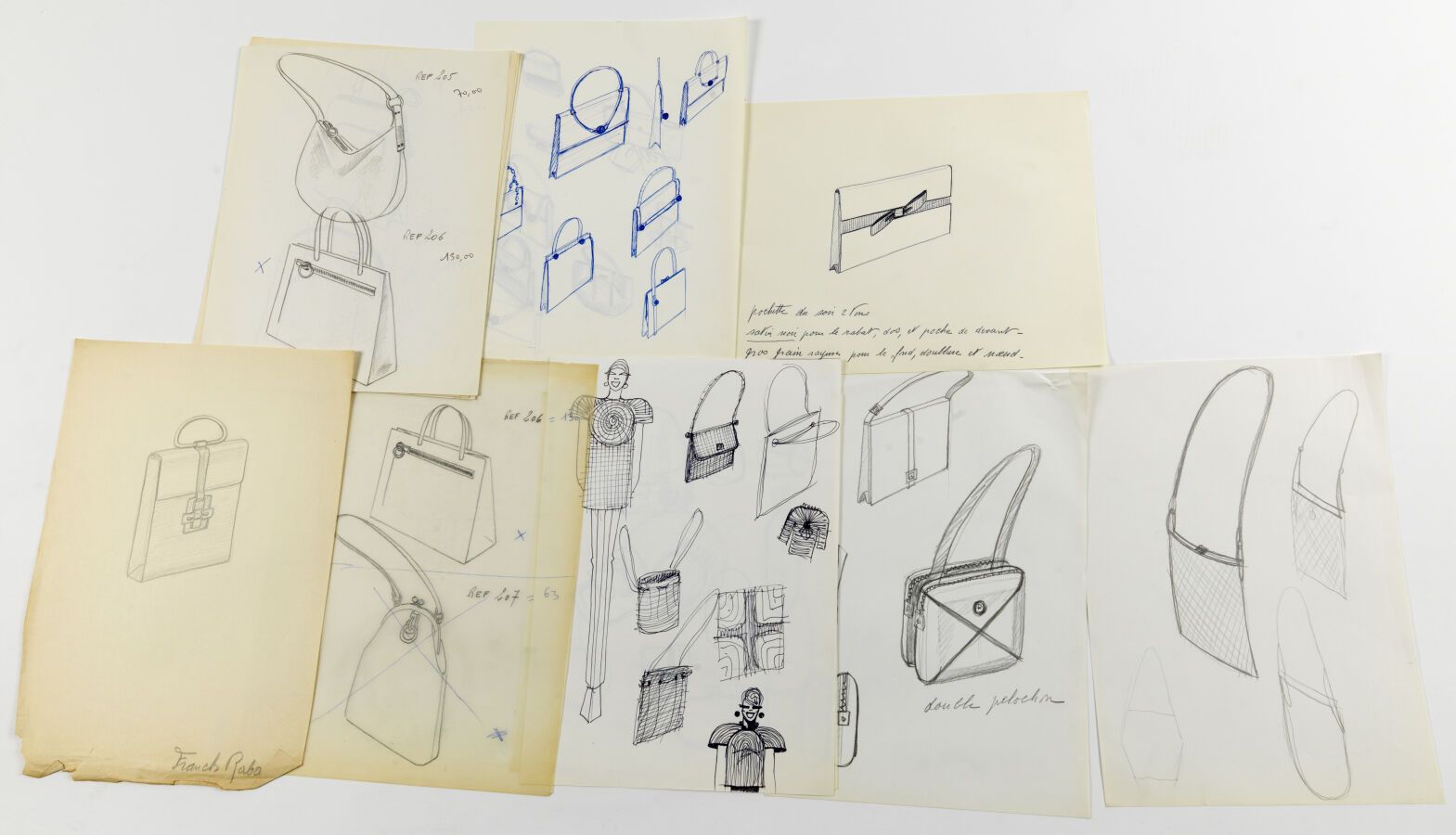 Null Paco RABANNE (1934-2023): CONJUNTO de 40 dibujos de bolsos. En su mayoría g&hellip;