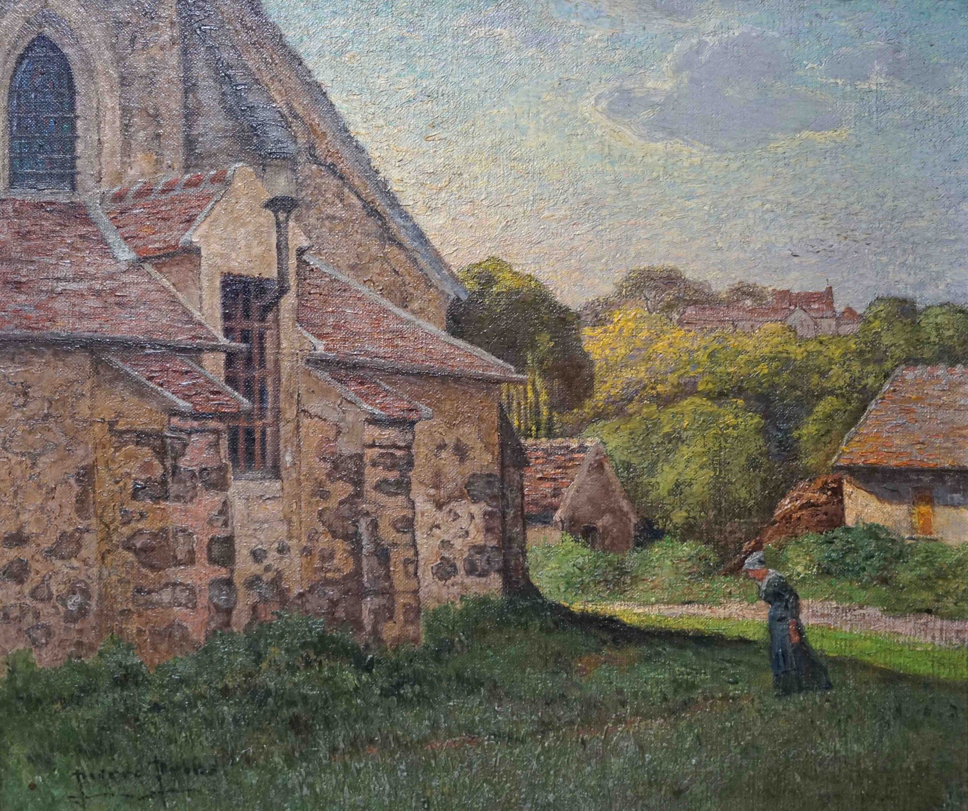 Null Pierre Ernest PRINS (1838-1913) Derrière l'église de Serrnaise, 1904. Huile&hellip;