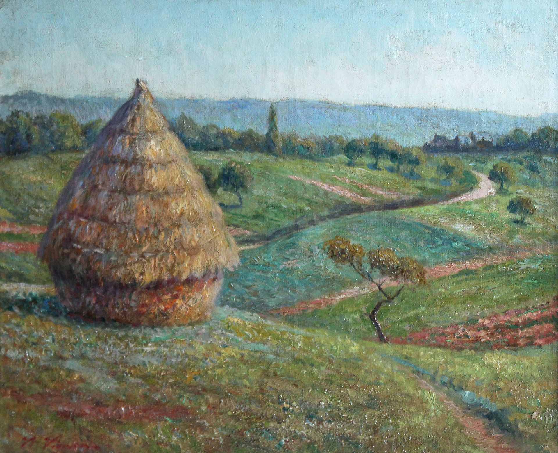 Null 维克多-维农（1847-1909） 乡下的磨石。布面油画，左下角有签名。(定格）。)38 x 46,5 cm