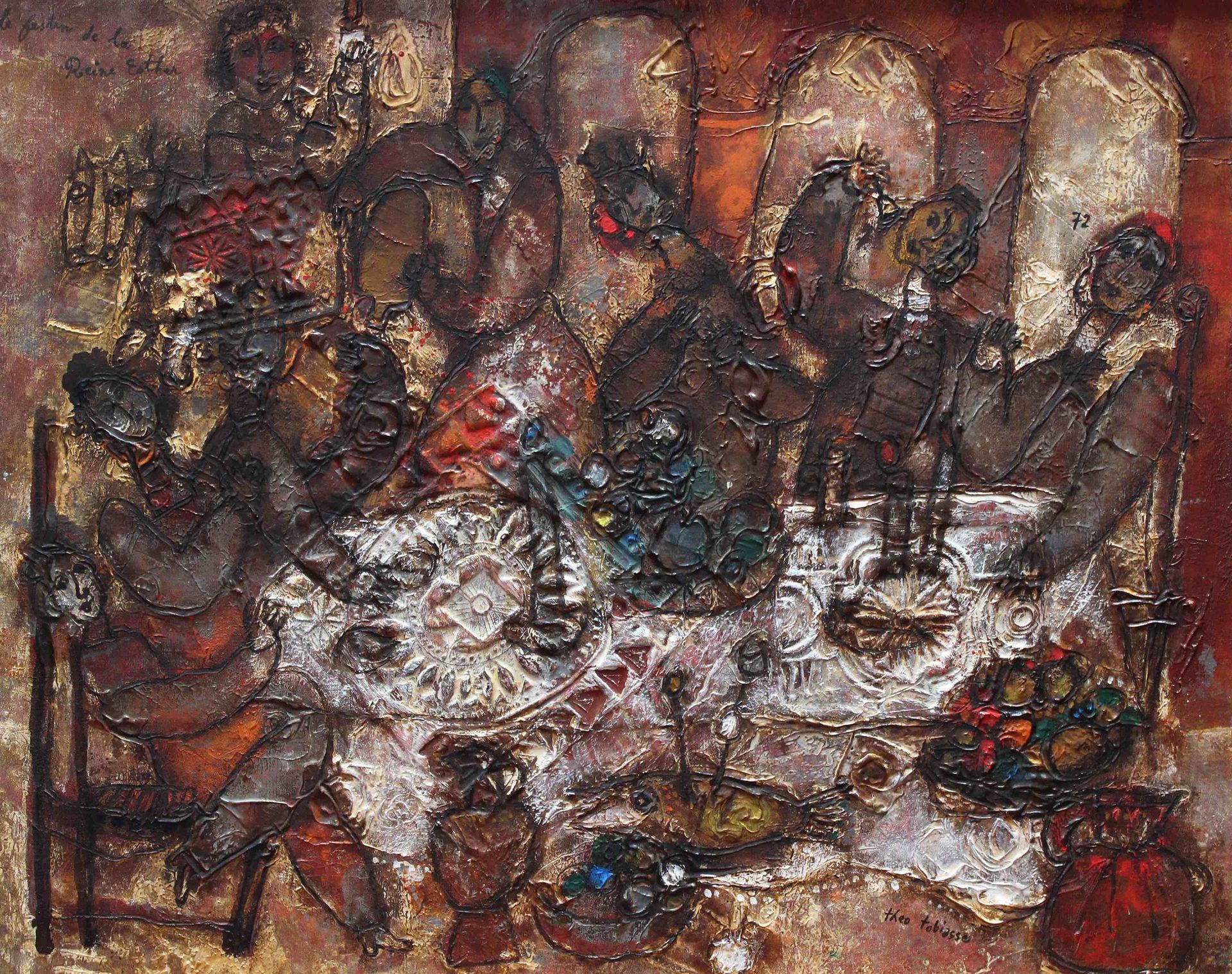 Null Théo TOBIASSE (1927-2012) The Feast of Queen Esther, 1972. Oil on canvas si&hellip;