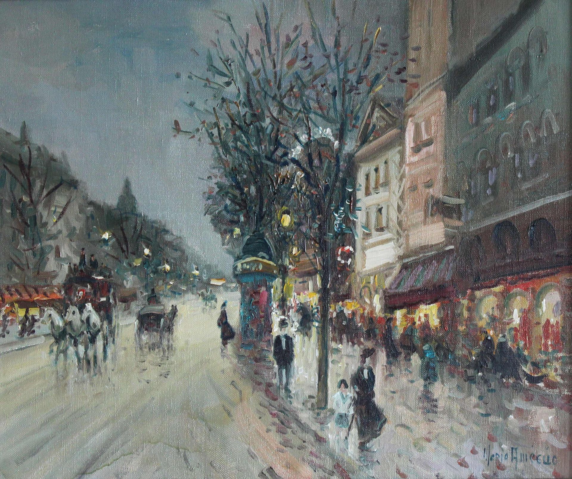 Null Merio AMEGLIO (1897-1970) The Grand Boulevards in Paris, animated at night.&hellip;