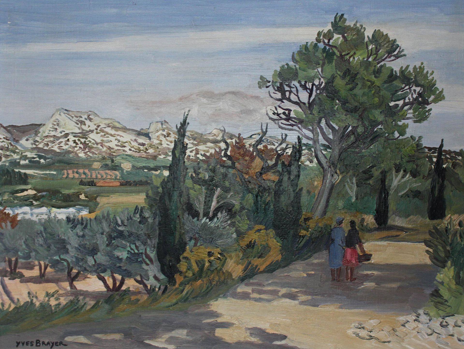 Null Yves BRAYER (1907-1990) Chemin aux Baux de Provence, 1973. Huile sur toile &hellip;