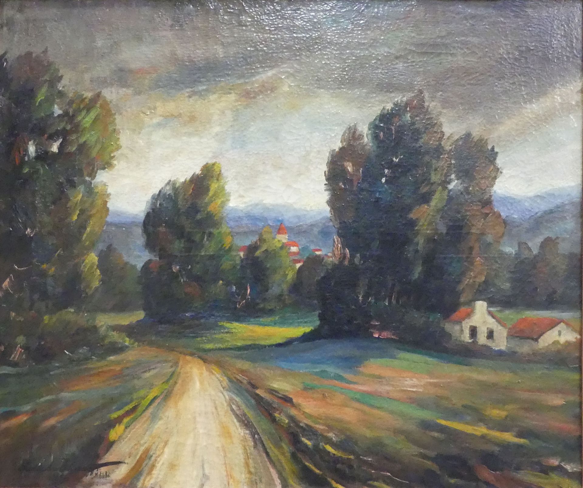 Null Alexander IVANOFF (1896-1958). Carretera en el campo. Óleo sobre lienzo fir&hellip;