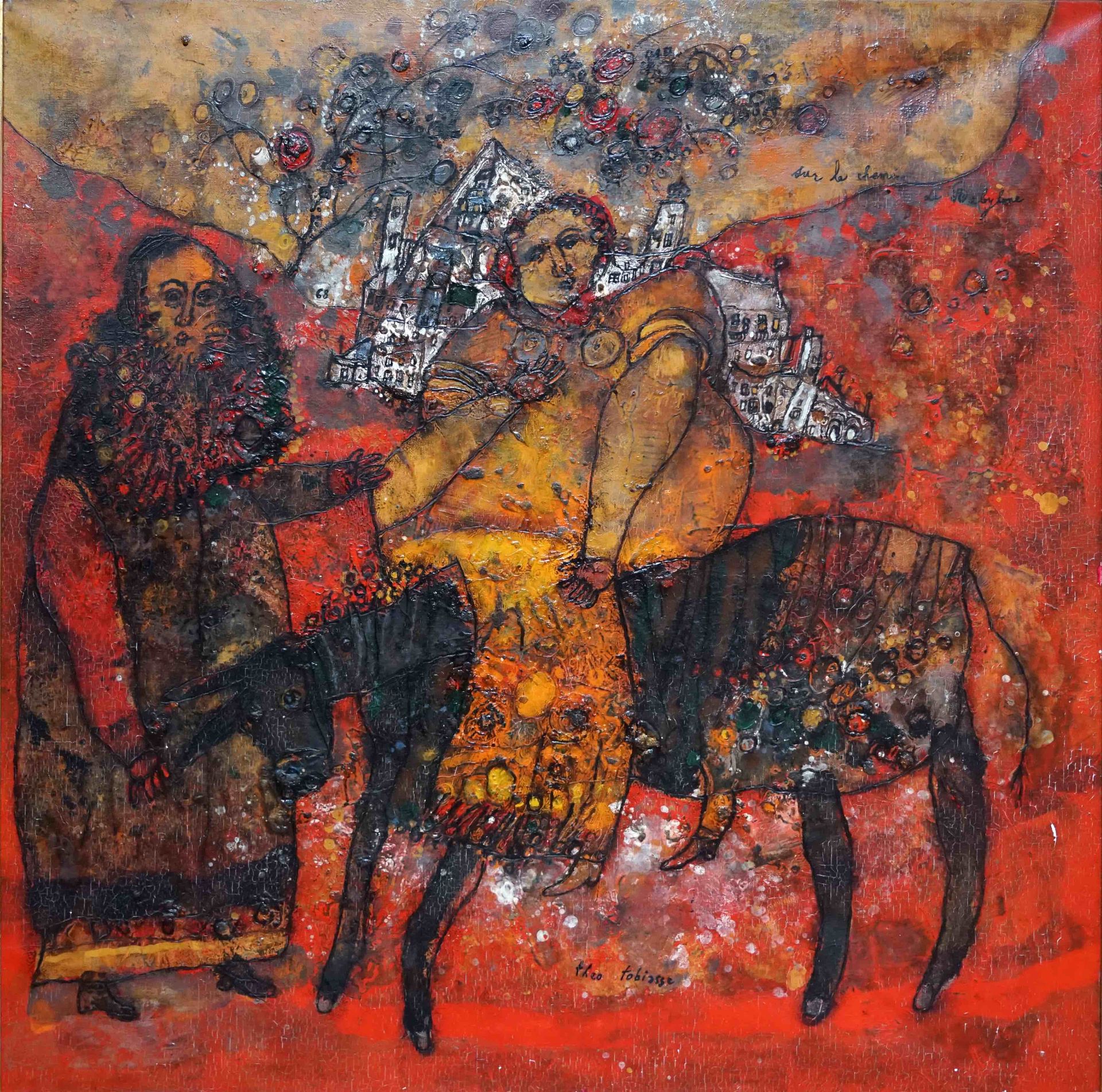 Null Théo TOBIASSE (1927-2012) Sur le chemin de Babylone. Huile sur toile signée&hellip;