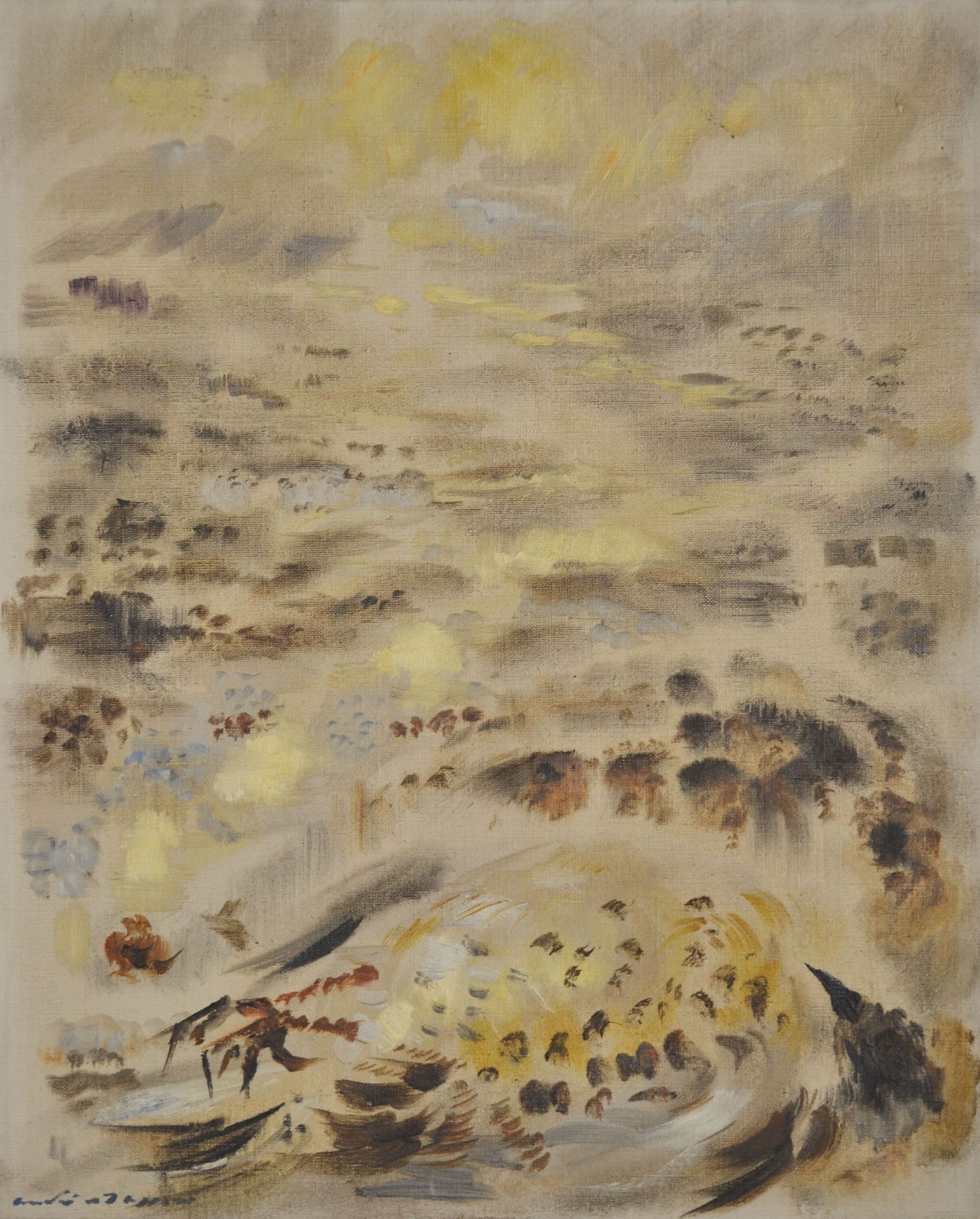 Null 
André MASSON (1896-1987) Le Chachas, 1951.布面油画，左下角有签名，在画廊背面的标签上注有Simon-Lou&hellip;