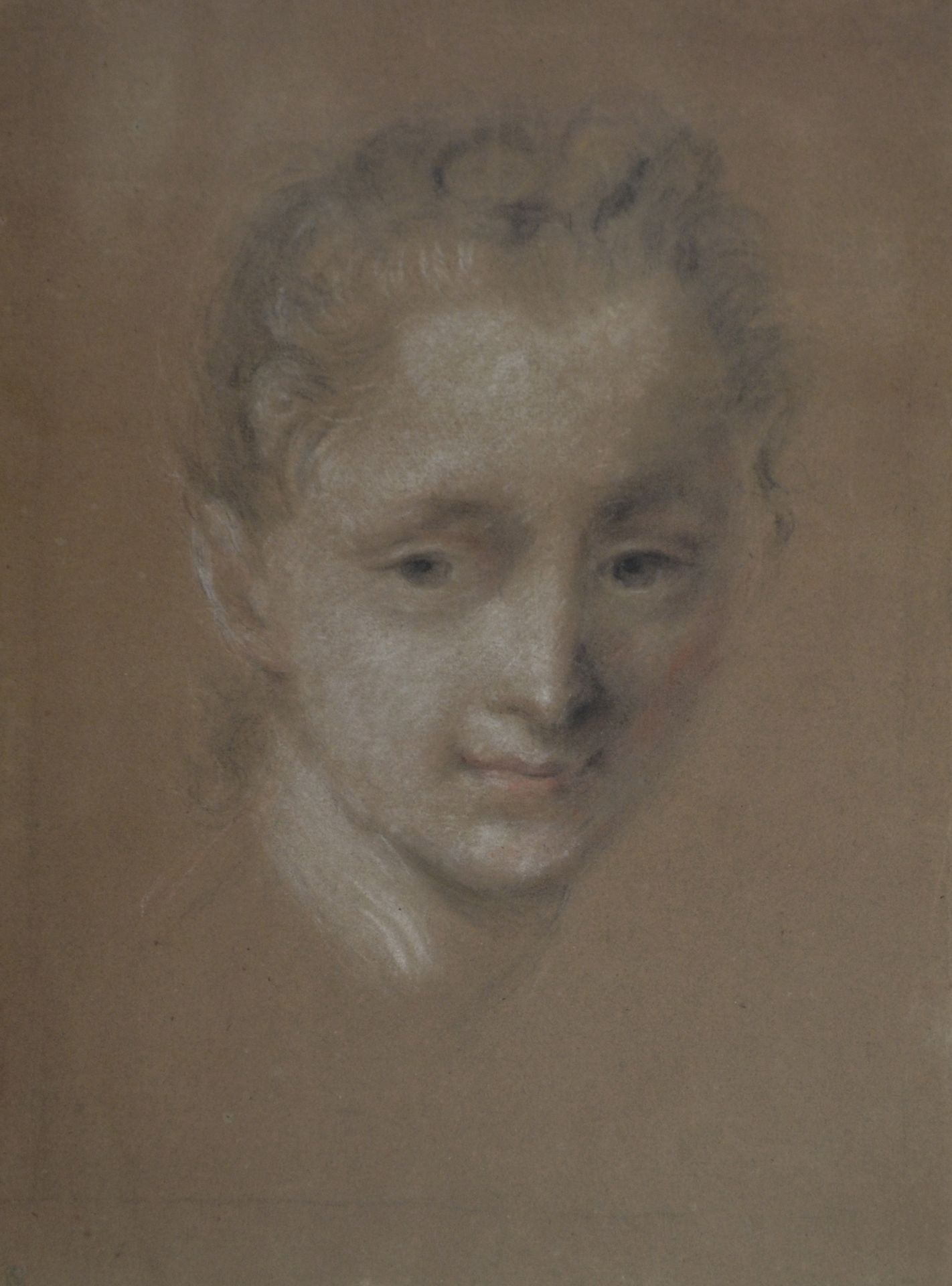 Null 18世纪的法国学校 一个年轻女子的头像。37 x 26.5 cm 出处：前Schwiter收藏，其左下角的印章（L.1768），其销售，1883年4月&hellip;