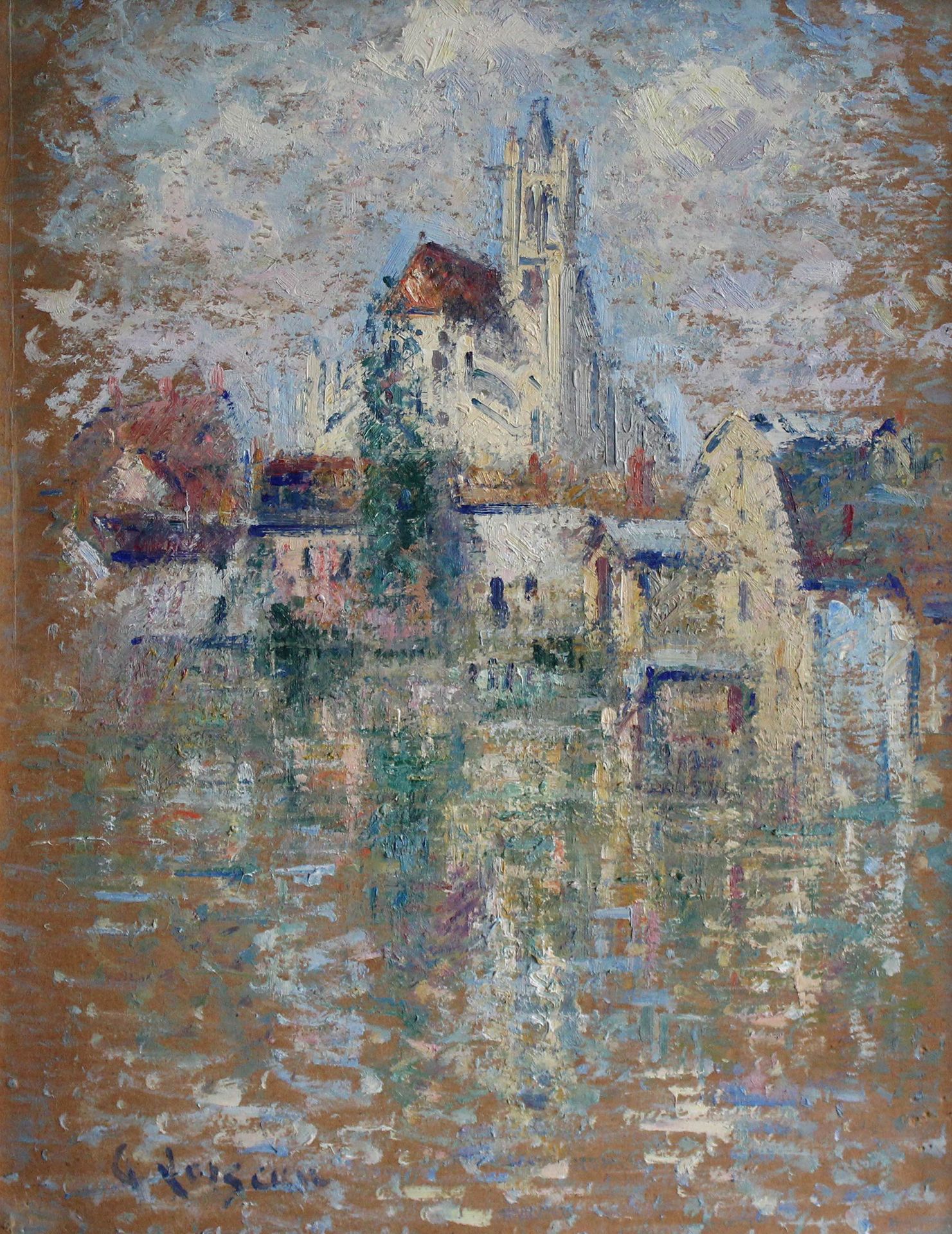 Null Gustave LOISEAU (1865-1935) Moret-sur-Loing. Olio su cartone firmato in bas&hellip;