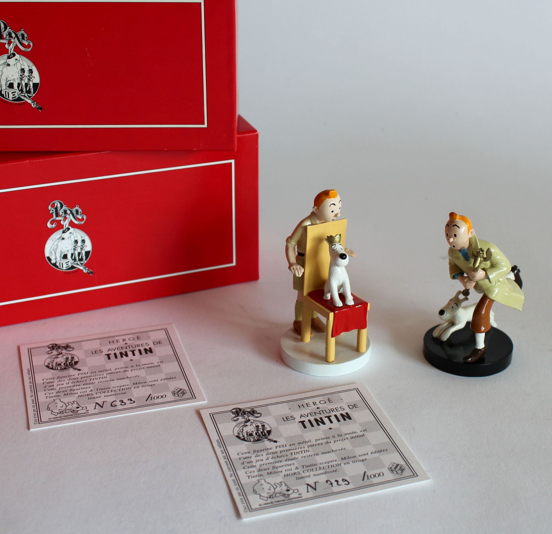 Null Lot de 2 figurines TINTIN - PIXI, série : pièces d'échecs PIXI, en métal pe&hellip;