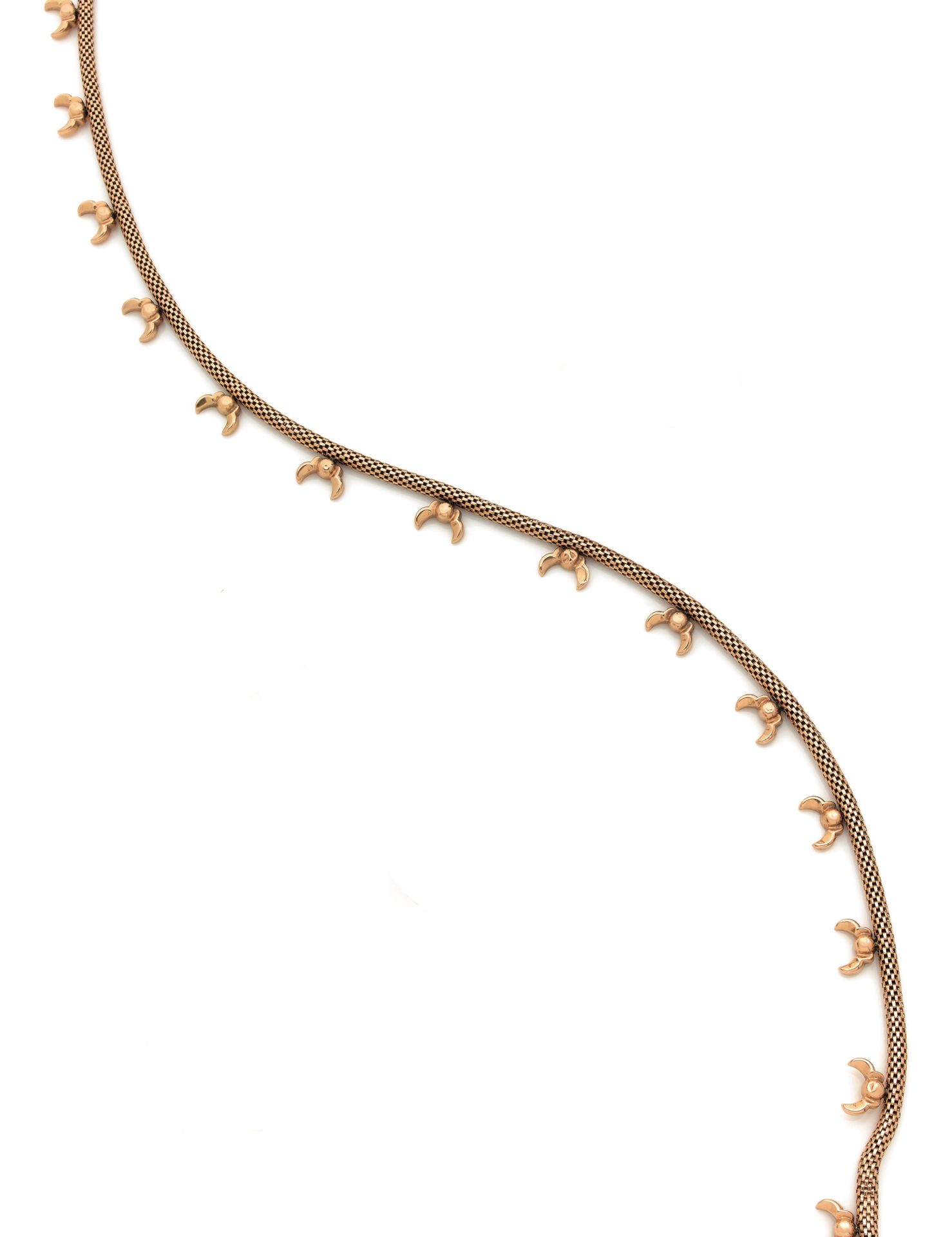 Null 750密耳黄金项链，圆形Venitian缝线，饰以荣誉。约1950/1960年。 重量36,21克（变形）。