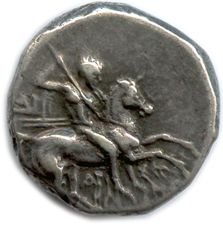 Null CALABRIA -TARENTE 272-240. Naked rider on horse galloping to right, brandis&hellip;