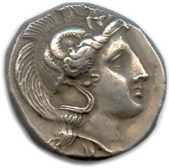 Null LUCANIE – THURIUM 400 - 350. Tête d’Athéna à droite coiffée d’un casque orn&hellip;