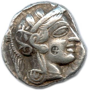 Null ATTIKA - ATHENES 449-413 Behelmter Kopf der Athene nach rechts (Auge von vo&hellip;