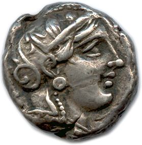 Null ATTIQUE - ATHÈNES 353-294 Tête d'Athéna à droite (l'œil de profil), coiffée&hellip;