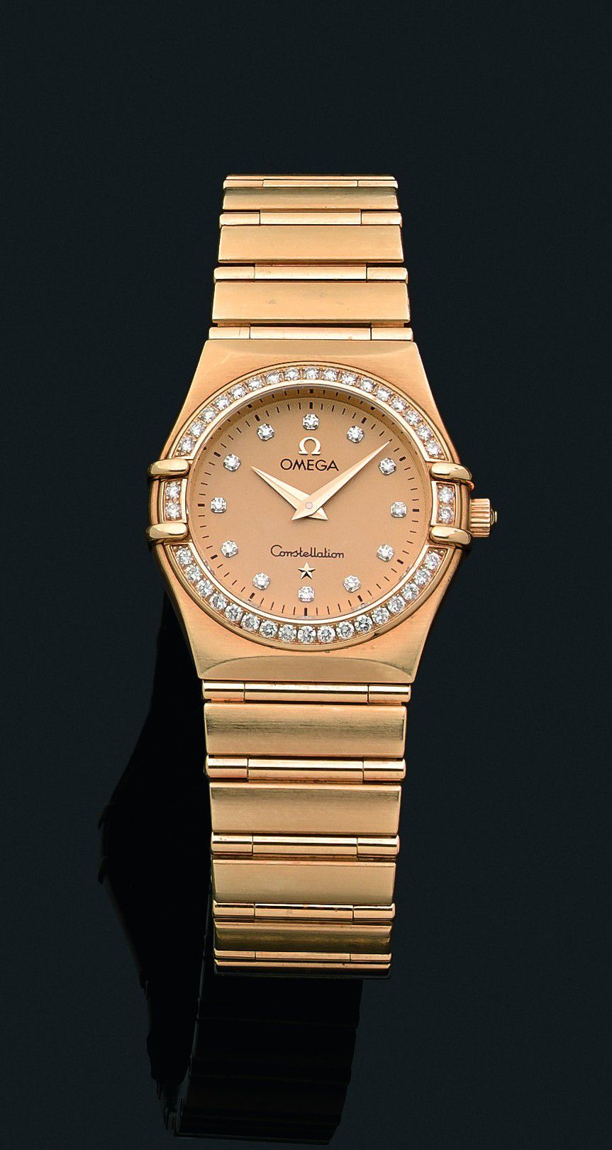 Null OMEGA Constellation. Damen-Armbanduhr aus 750er Gelbgold. Die Lünette ist m&hellip;