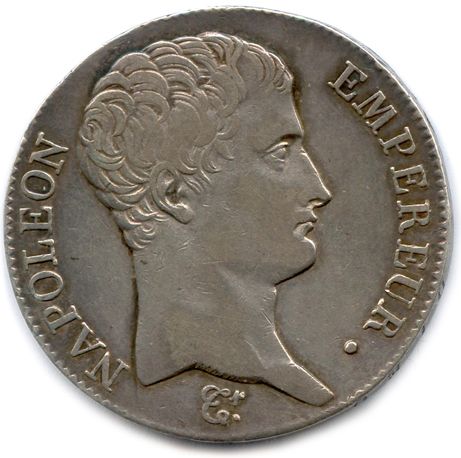 Null 领事和帝国。两枚5法郎硬币，年份为巴黎第11年和巴约纳第14年。T.B.