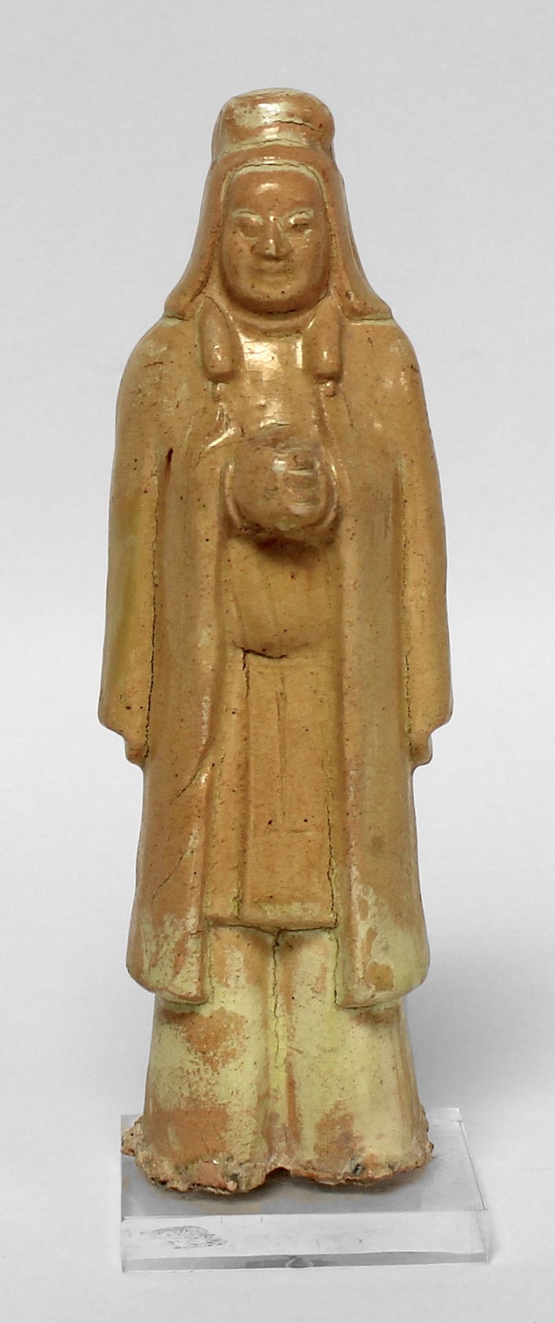 Null 中国，魏朝晚期，6世纪末。黄釉陶器MINGQI，鼠尾草。高21厘米