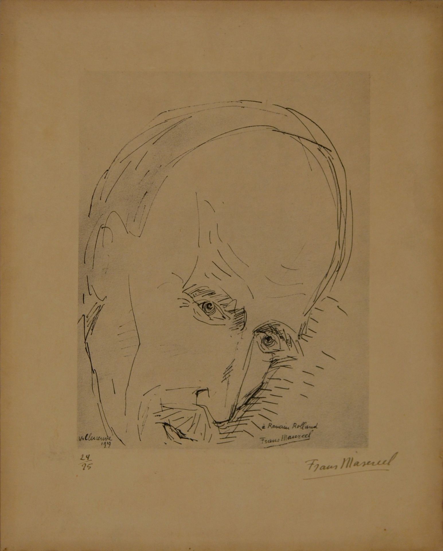 Null Frans MASEREEL (1889-1972) Portrait de Romain Rolland. Eau-forte annotée A &hellip;